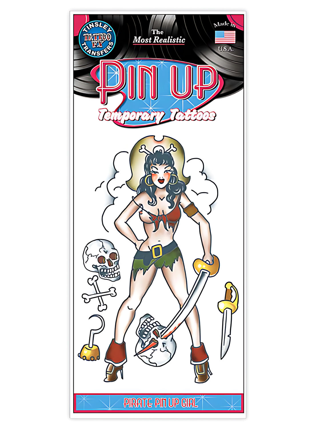 Piratin Pin Up Klebe-Tattoo