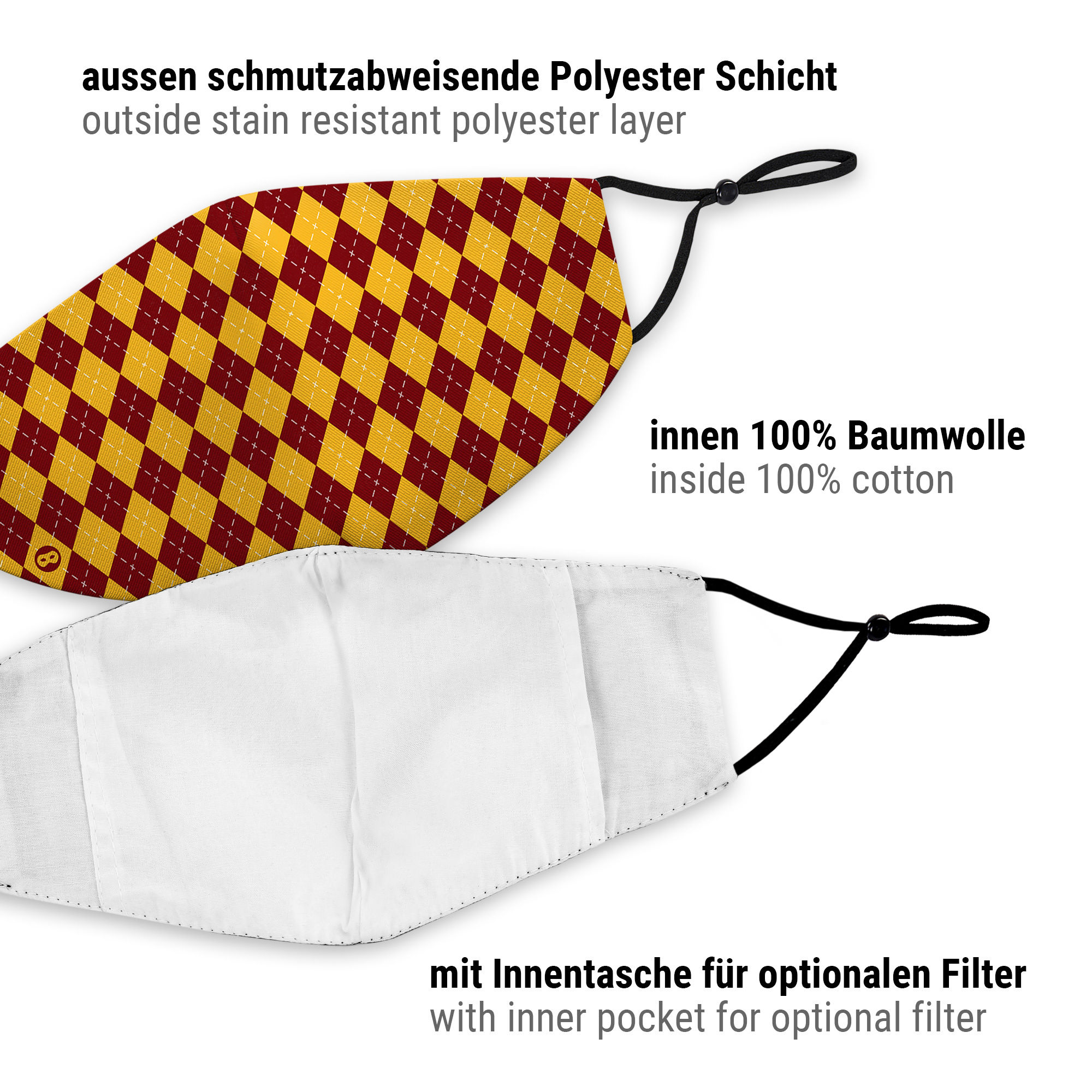 Stoffen masker toverschool rood
