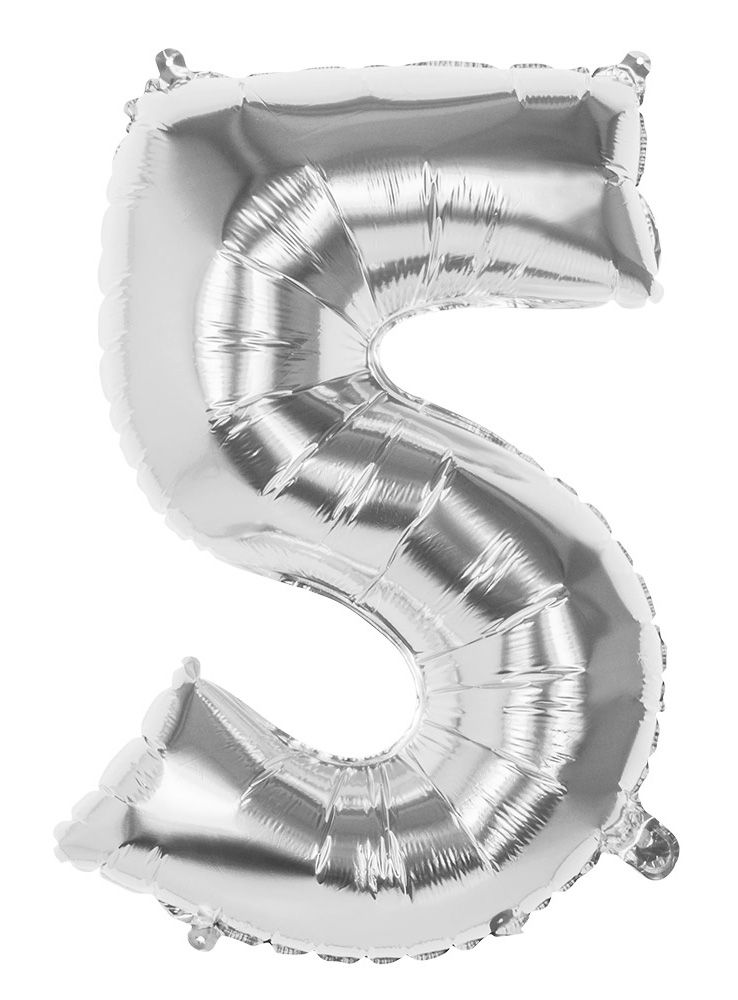 Folienballon Zahl 5 silber 86 cm