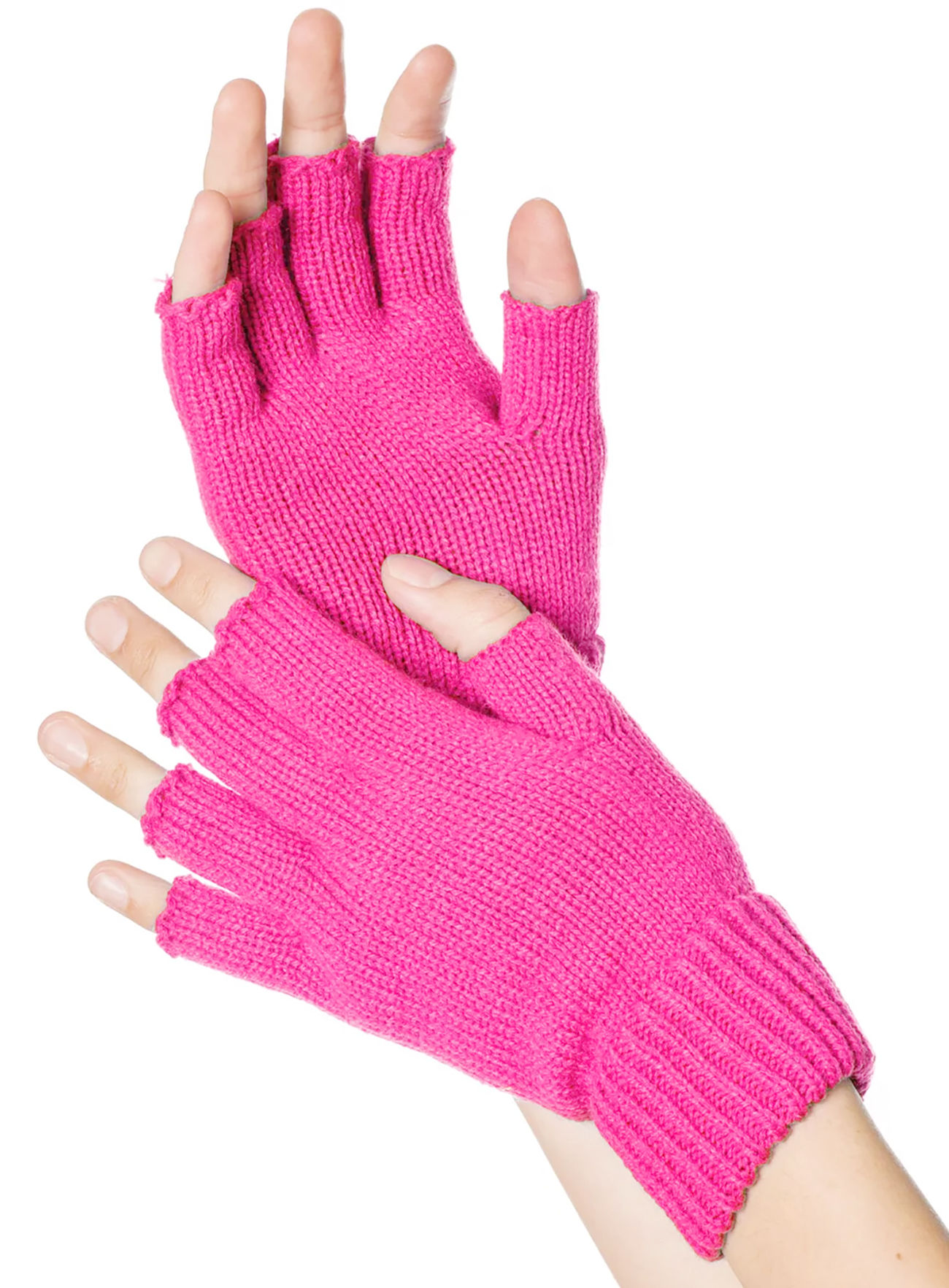 Vingerloze gebreide handschoenen roze