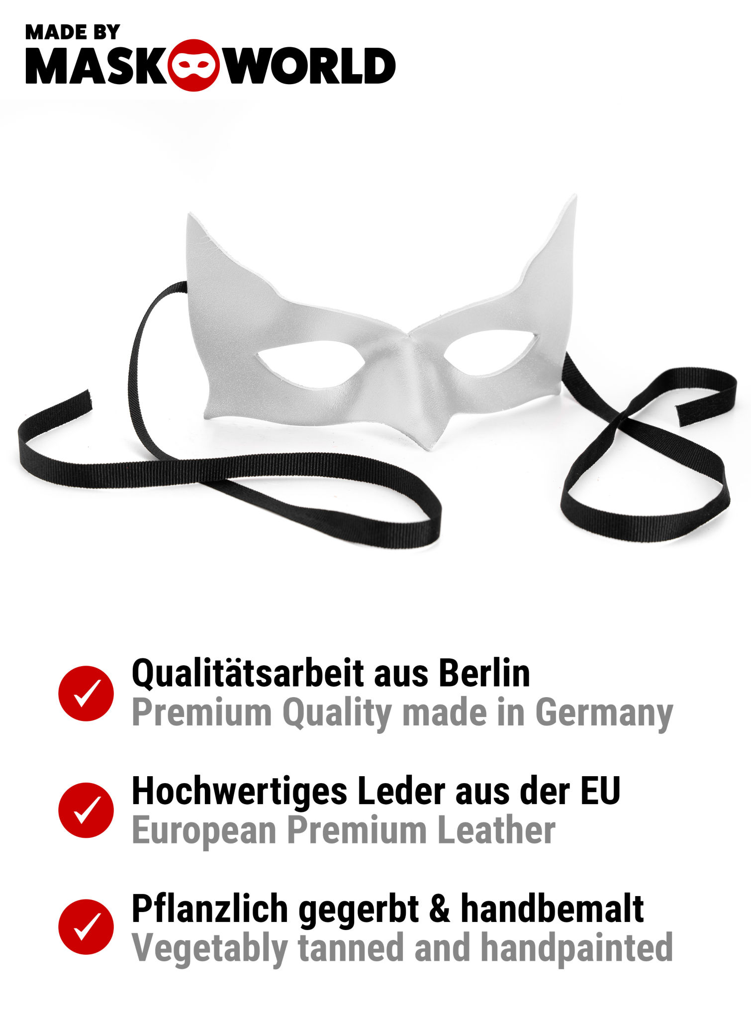 Colombina Incognito weiß Venezianische Ledermaske
