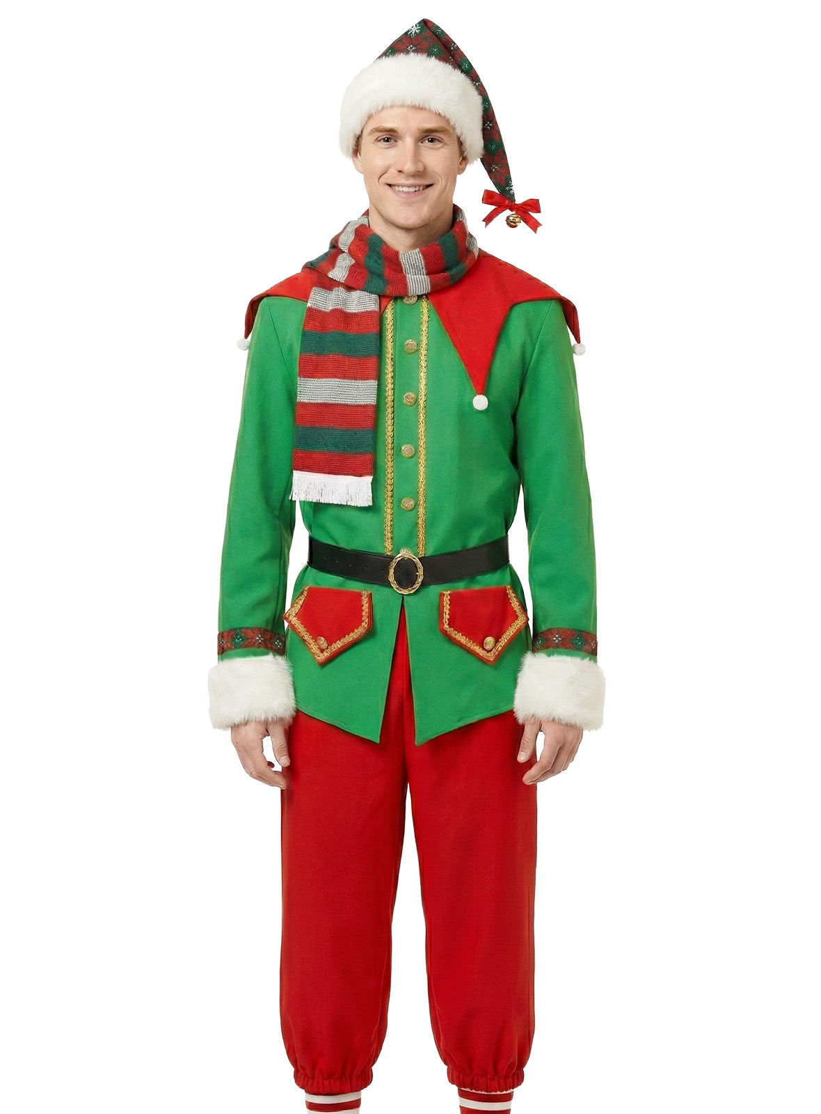 Feestelijk kerstelfen kostuum