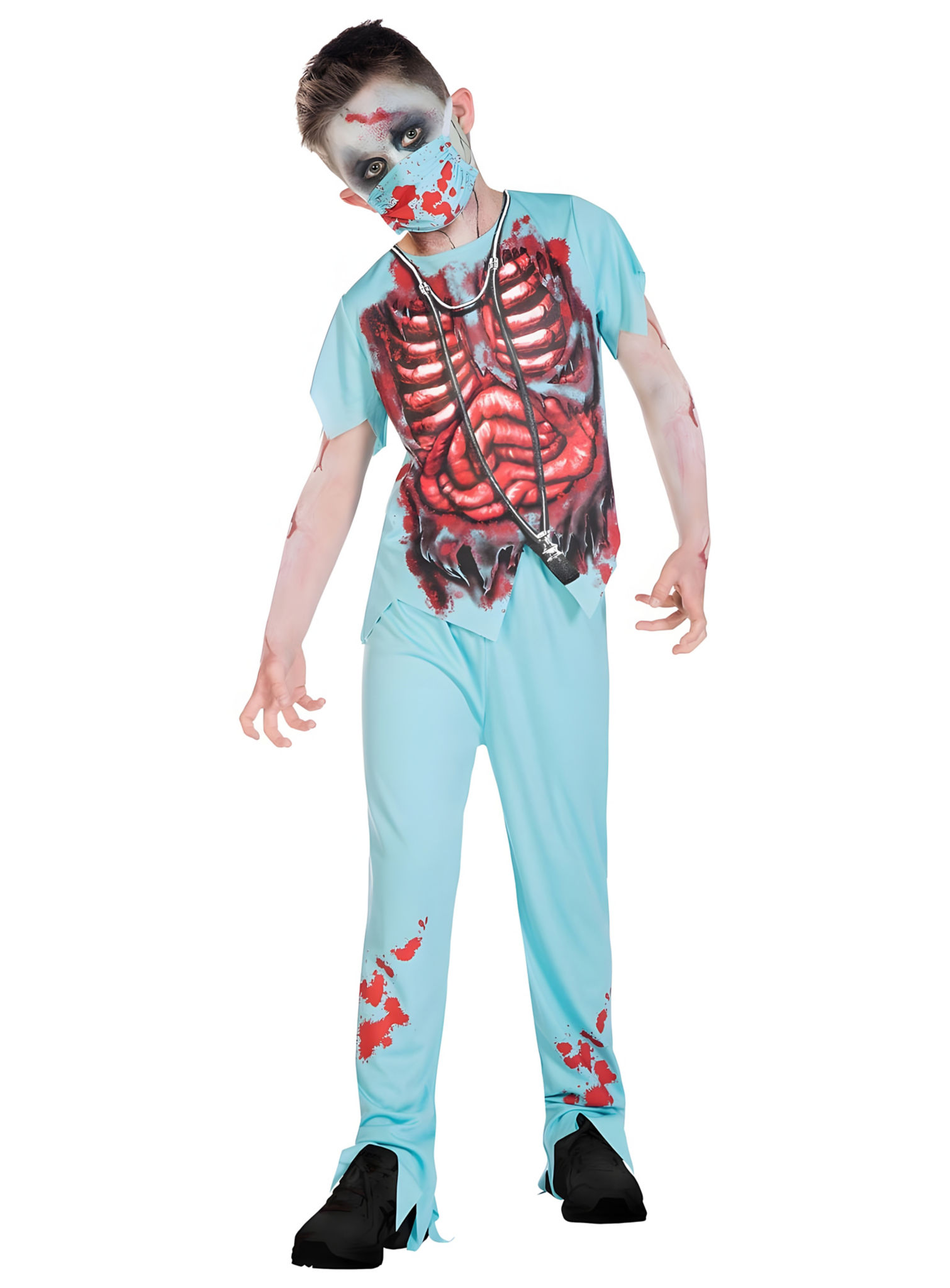 Blutiges Zombie Arzt Kostüm für Kinder