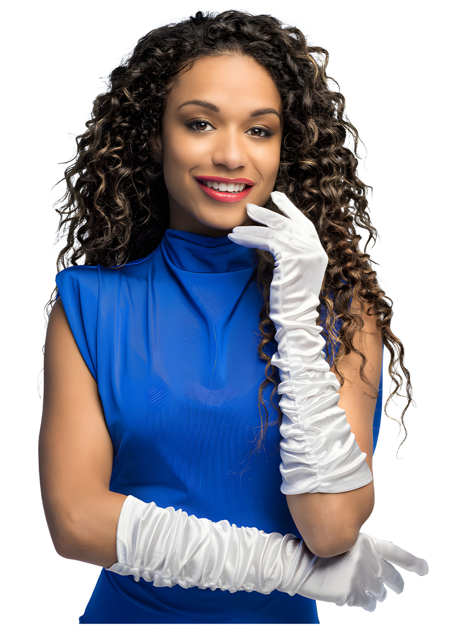 Weiße Glamour Handschuhe Hollywood