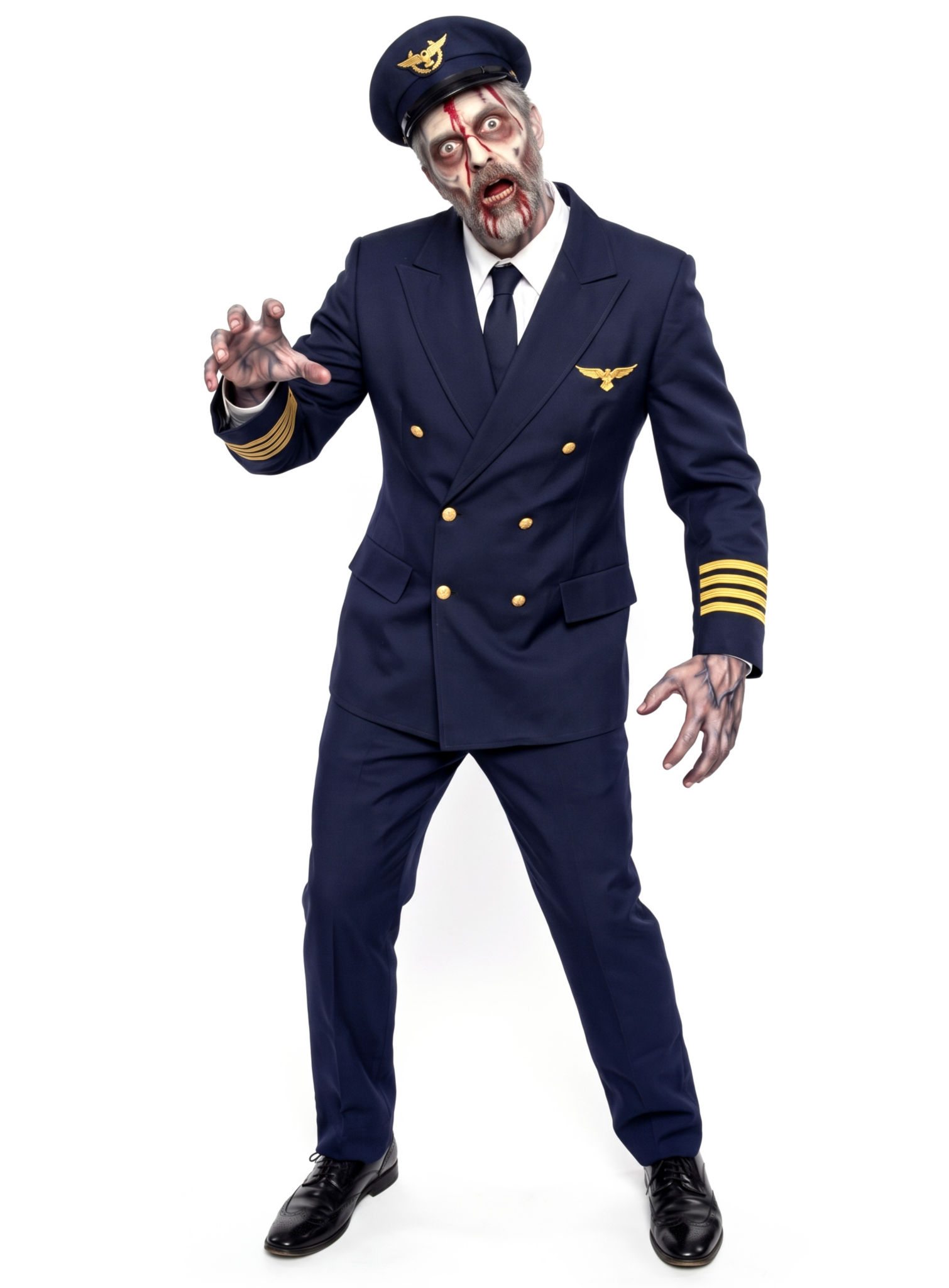 Zombie Pilot Kostüm mit Make-up