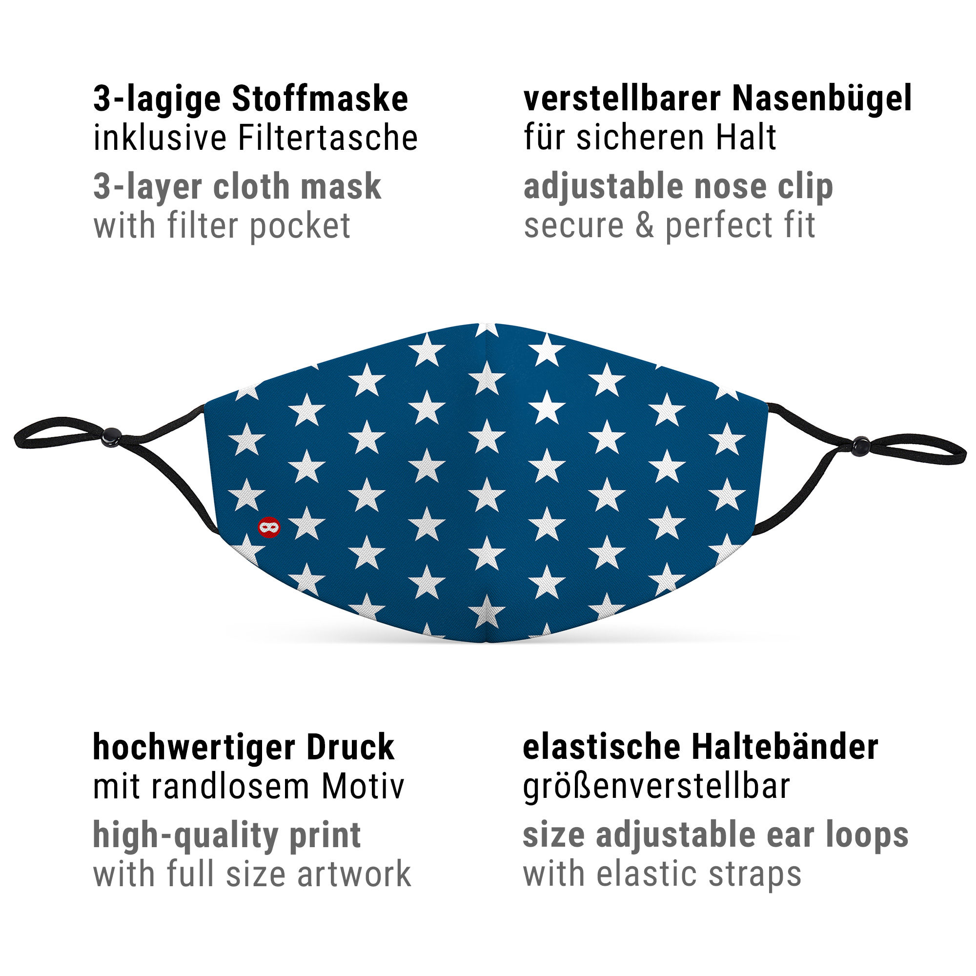 Stoffmaske für Kinder Sterne