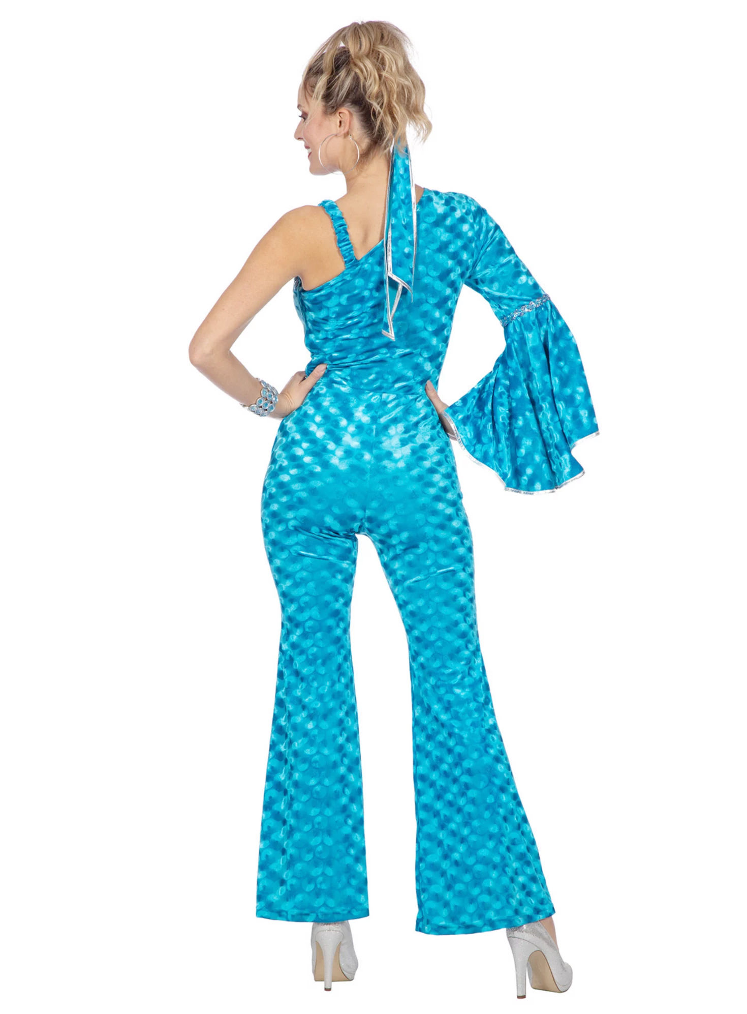Samtweicher Disco Catsuit blau