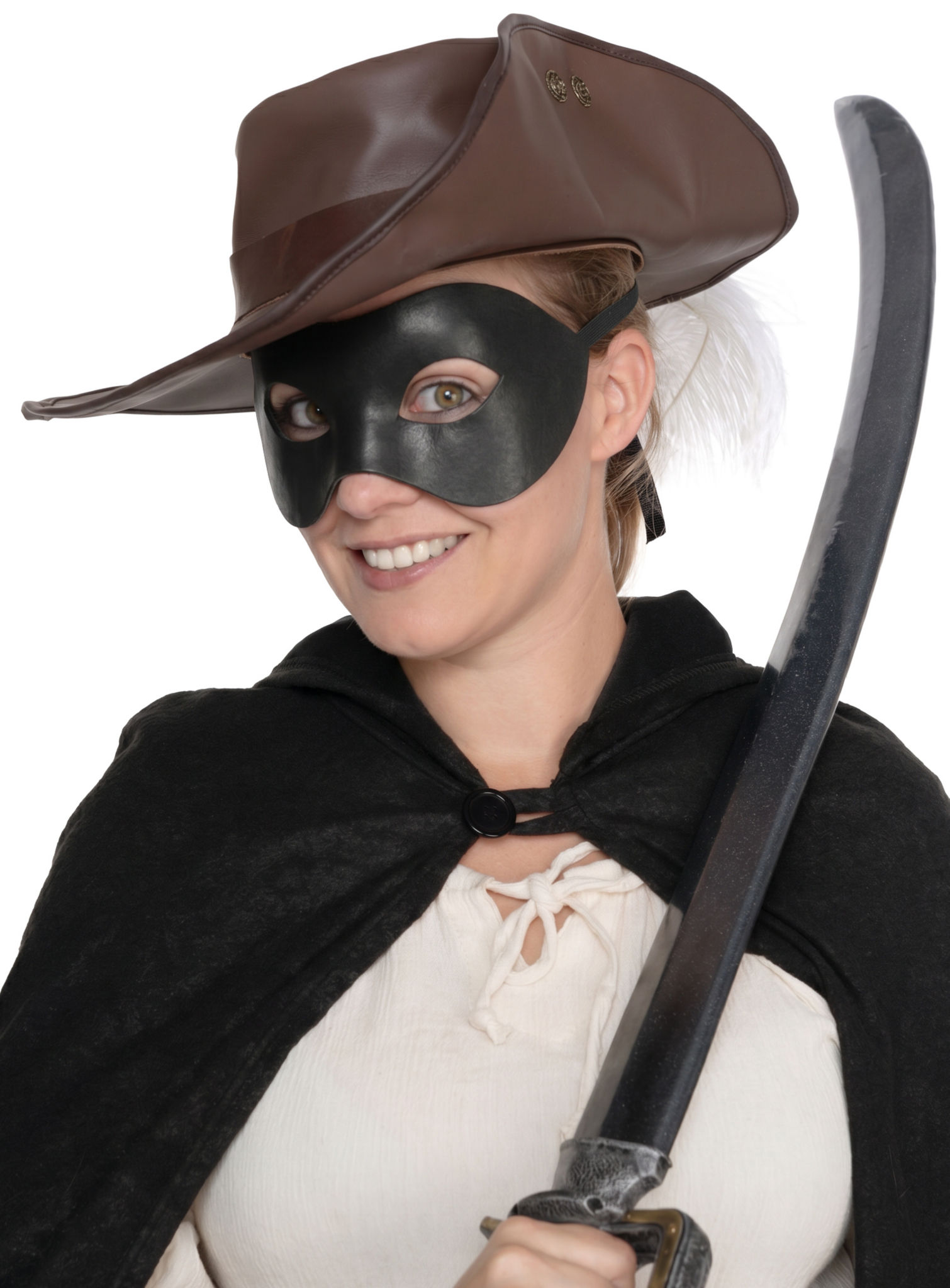 Colombina Liscia schwarz Venezianische Ledermaske