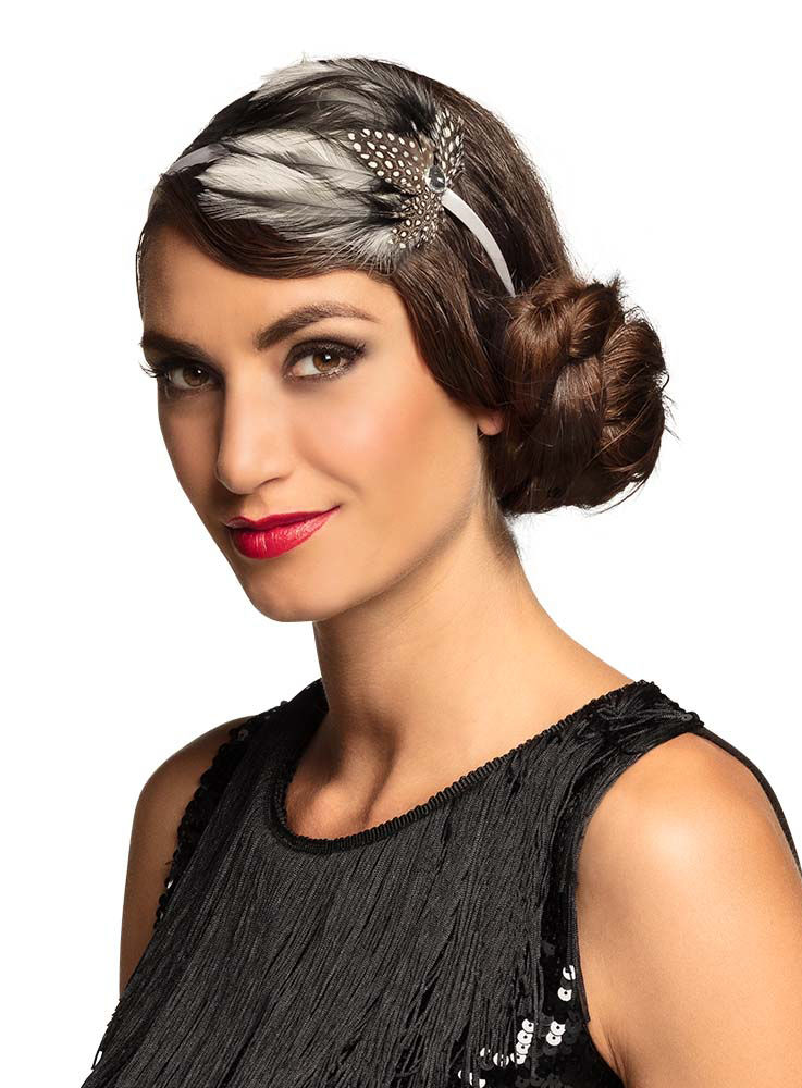 Flapper Haarschmuck schwarz & weiß