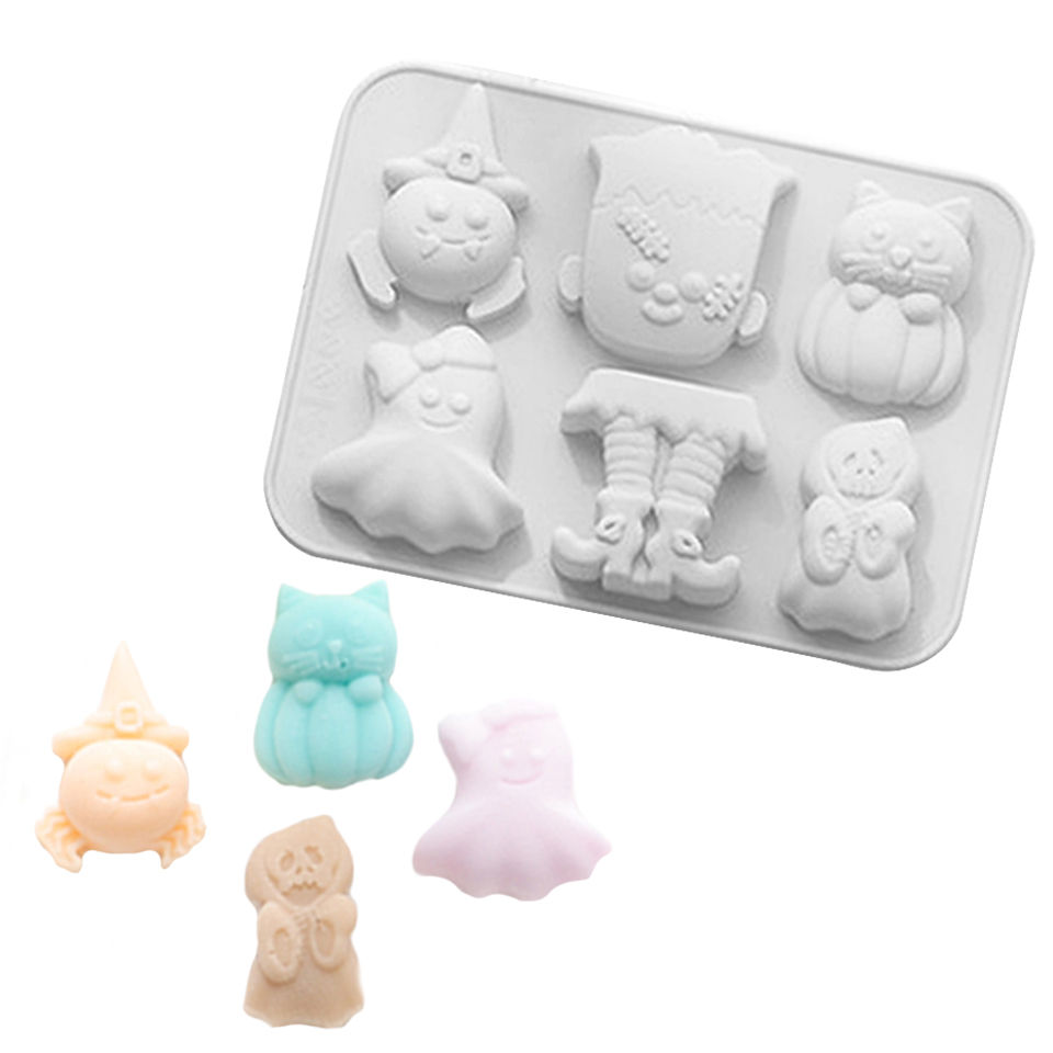 Süße Grusel Figuren Silikonform für Eiswürfel und zum Backen 6-fach