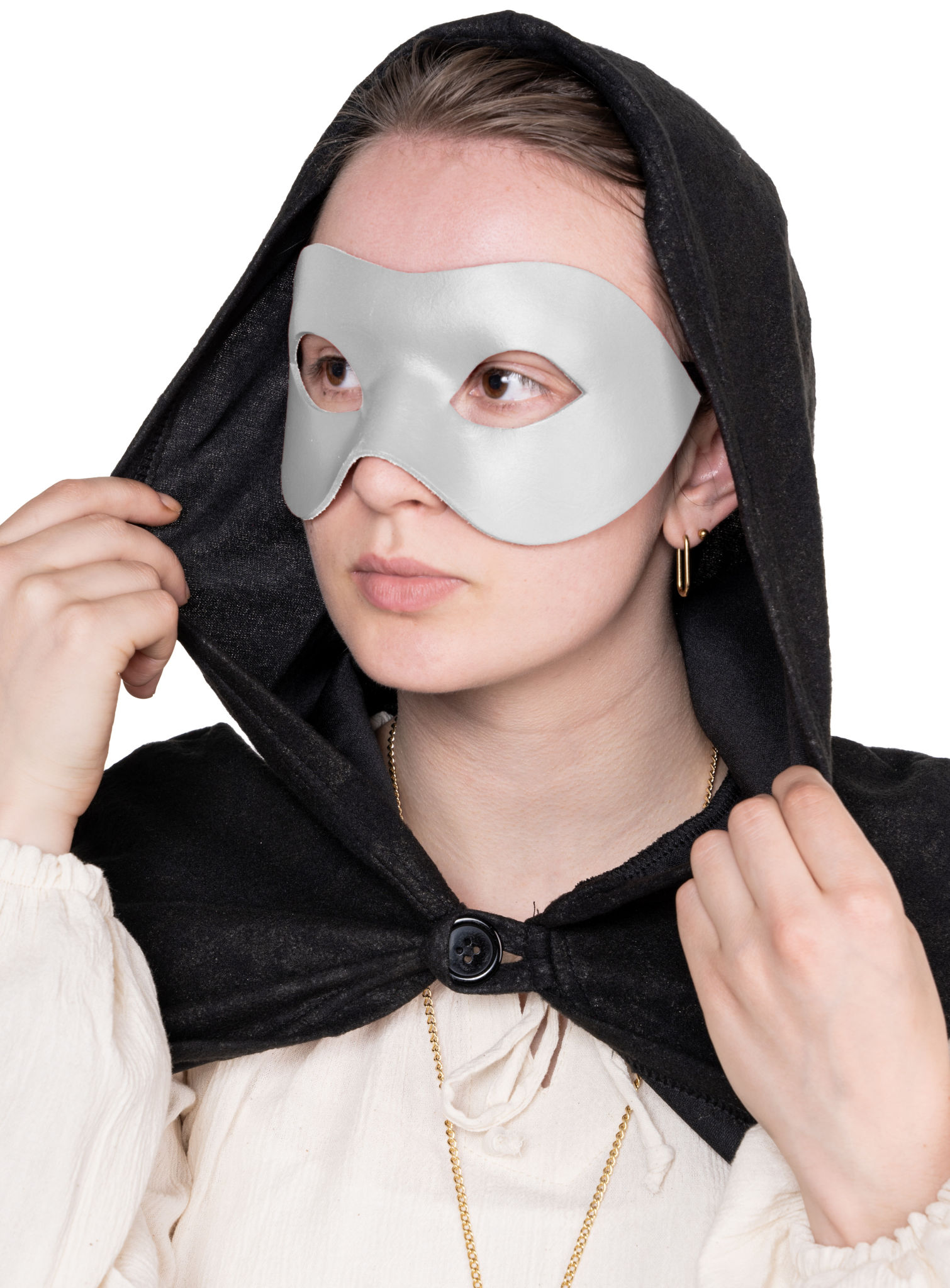 Colombina Liscia weiß Venezianische Ledermaske