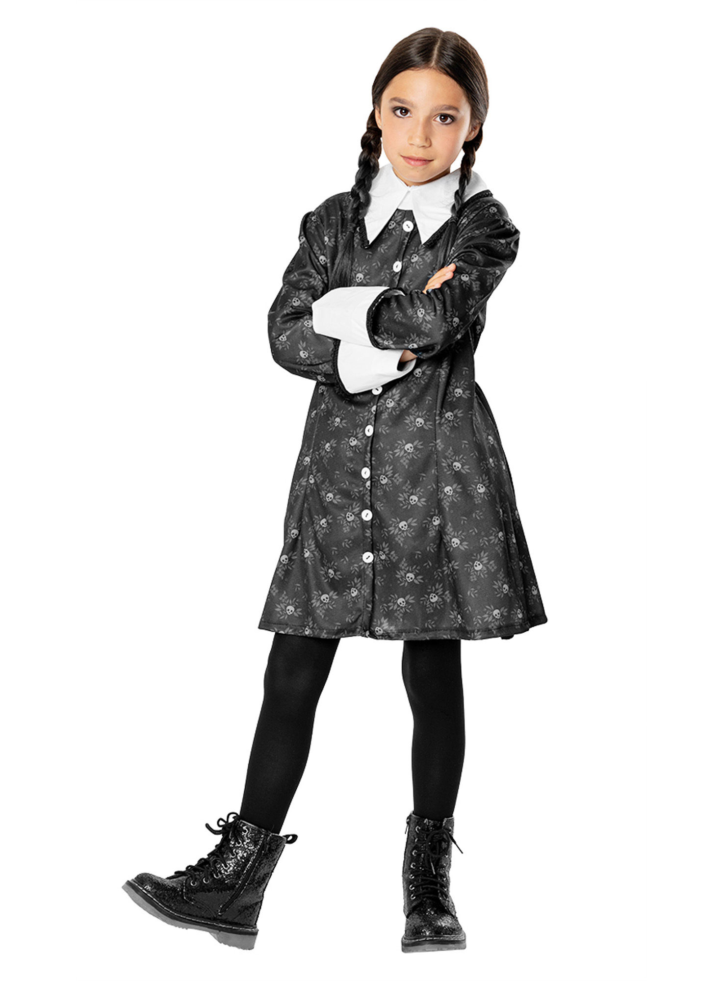 Wednesday Addams Totenkopf Kleid für Kinder