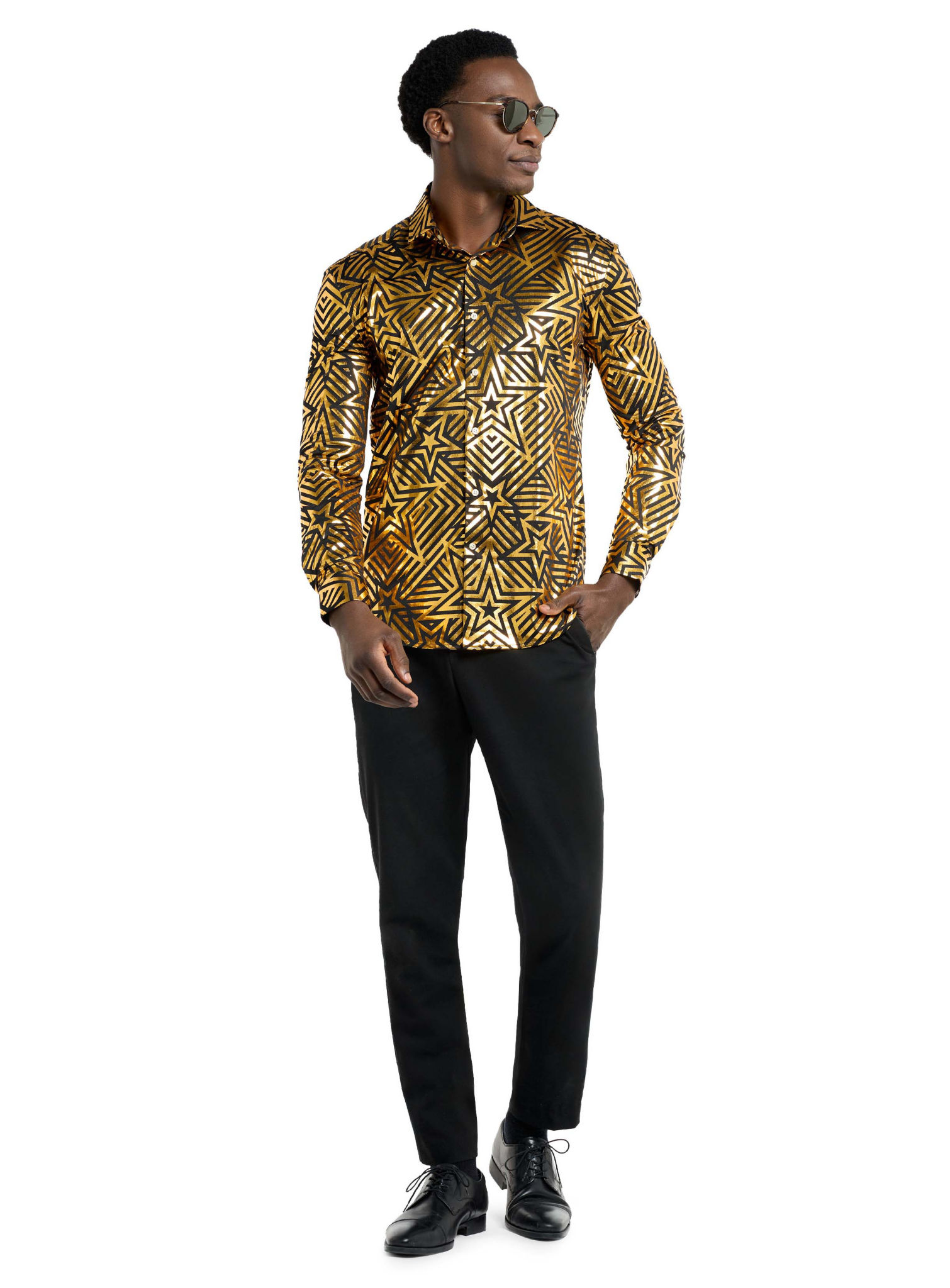 OppoSuits Golden Geo Star Hemd