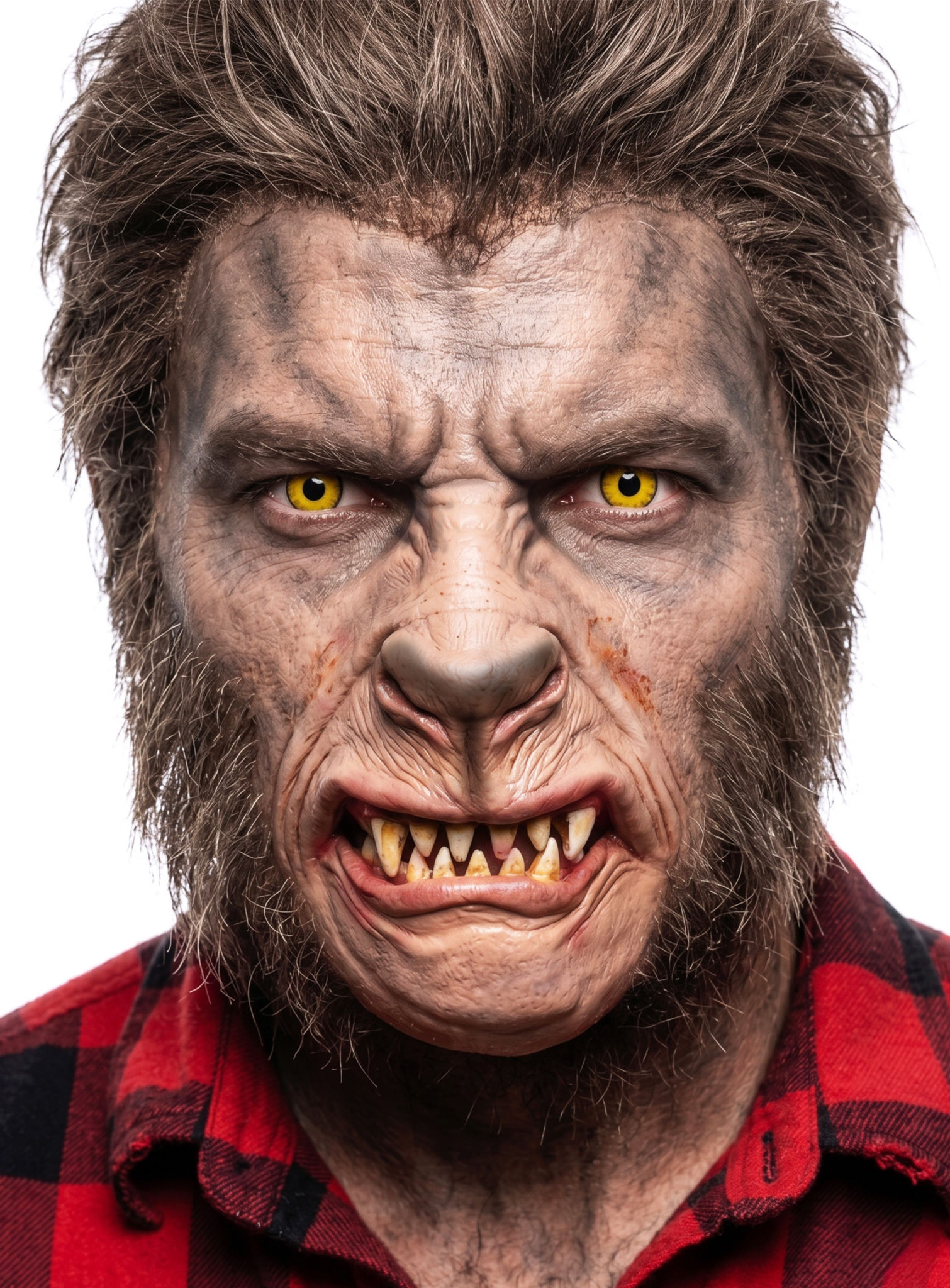 Werwolfmaske aus Latex zum Ankleben