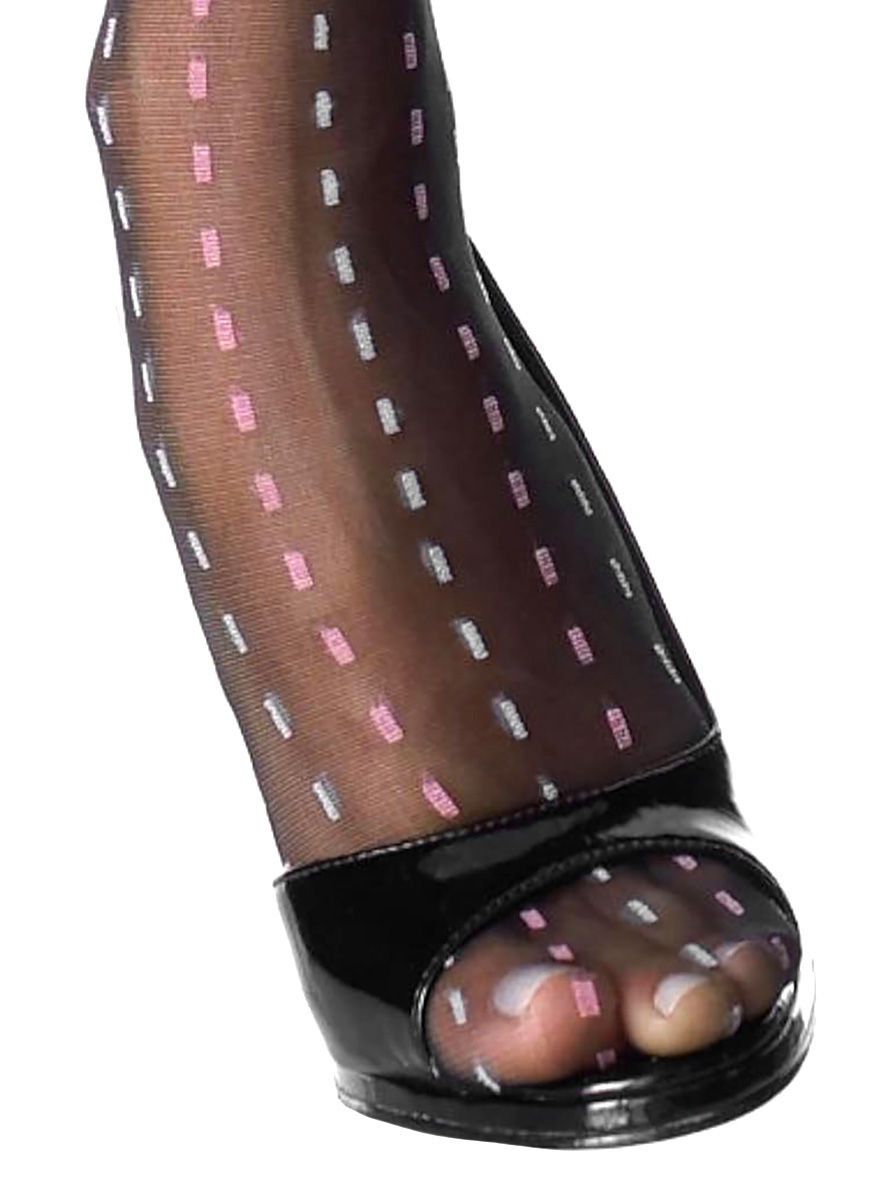 Schwarze Strapsstrümpfe mit gestrichelten Linien