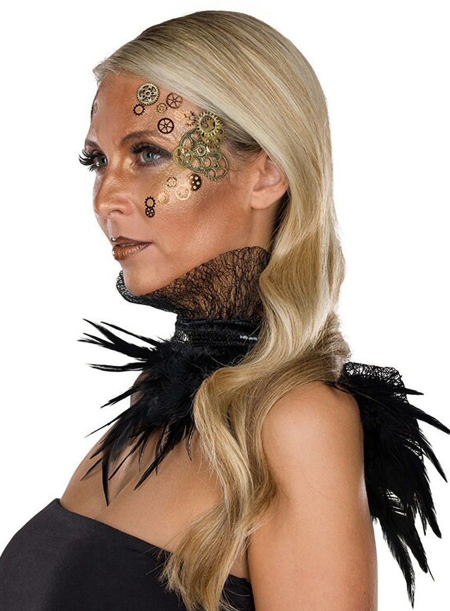 Steampunk Klebetattoos Zahnräder schwarz