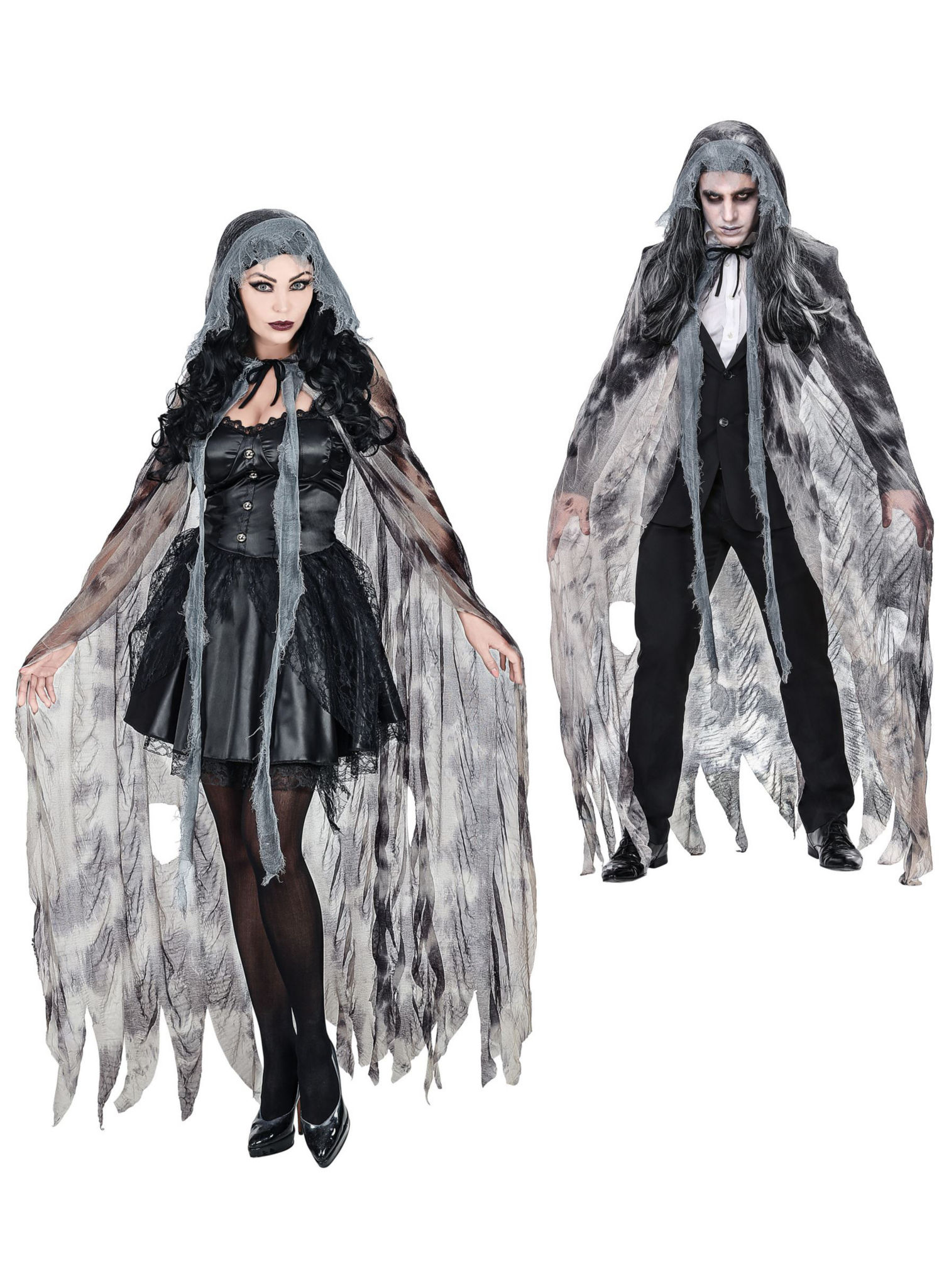 Zerfetztes Vampir Cape grau