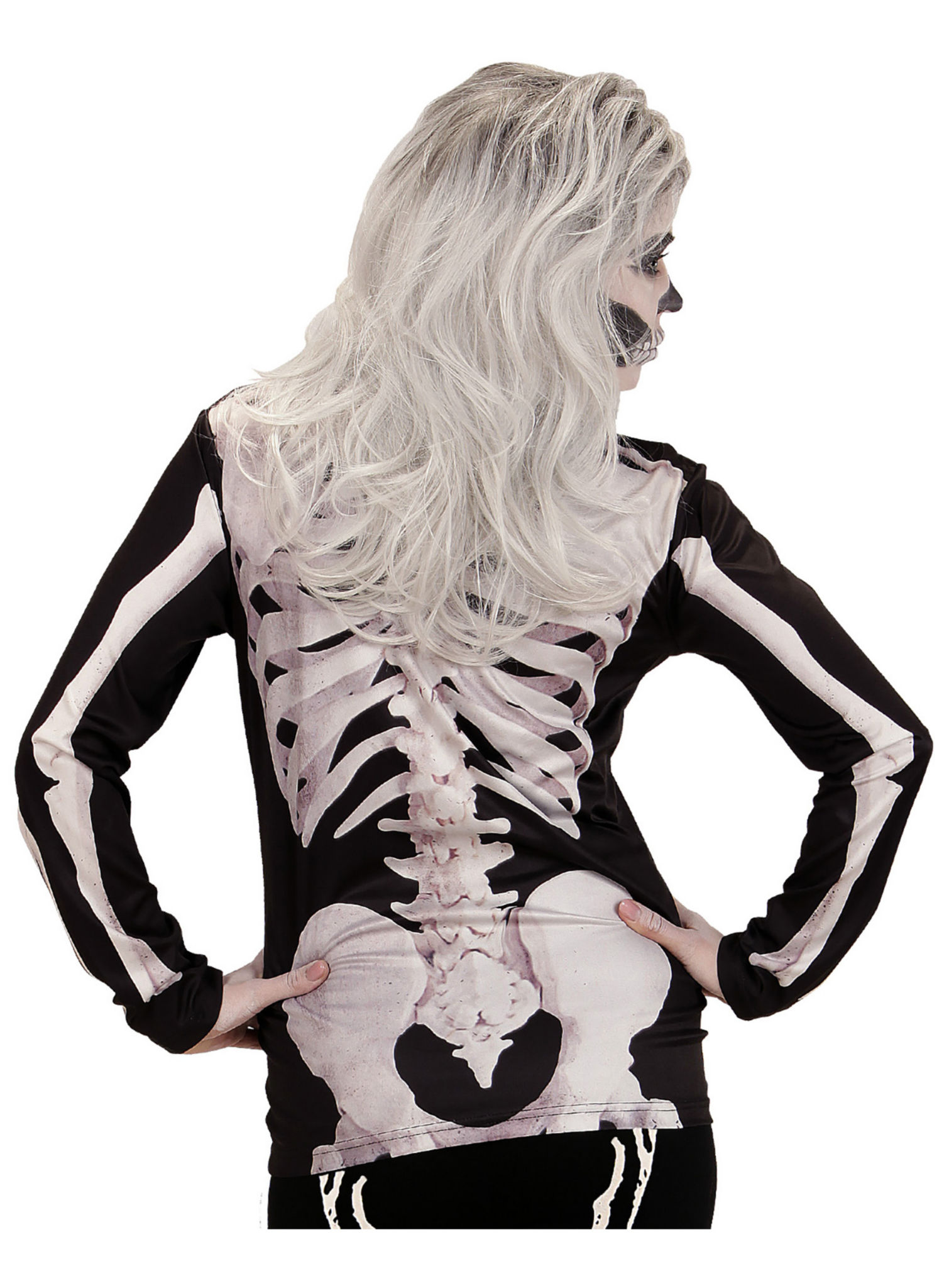 3D-shirt met skeletprint