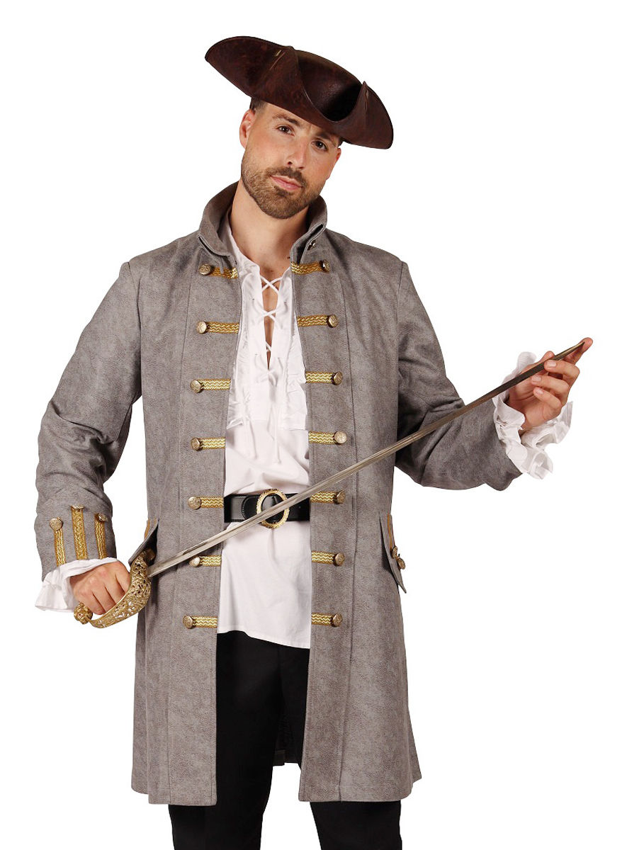Grauer Piratenmantel für Herren