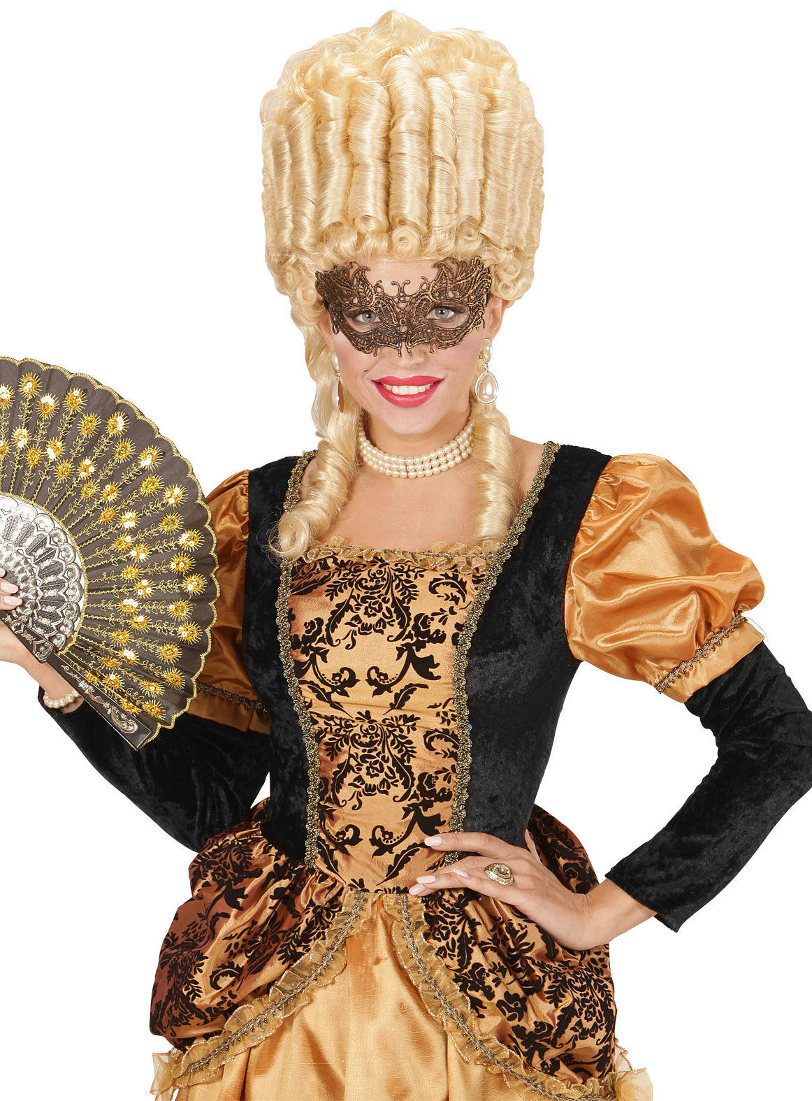 Spitzenmaske schwarz-gold