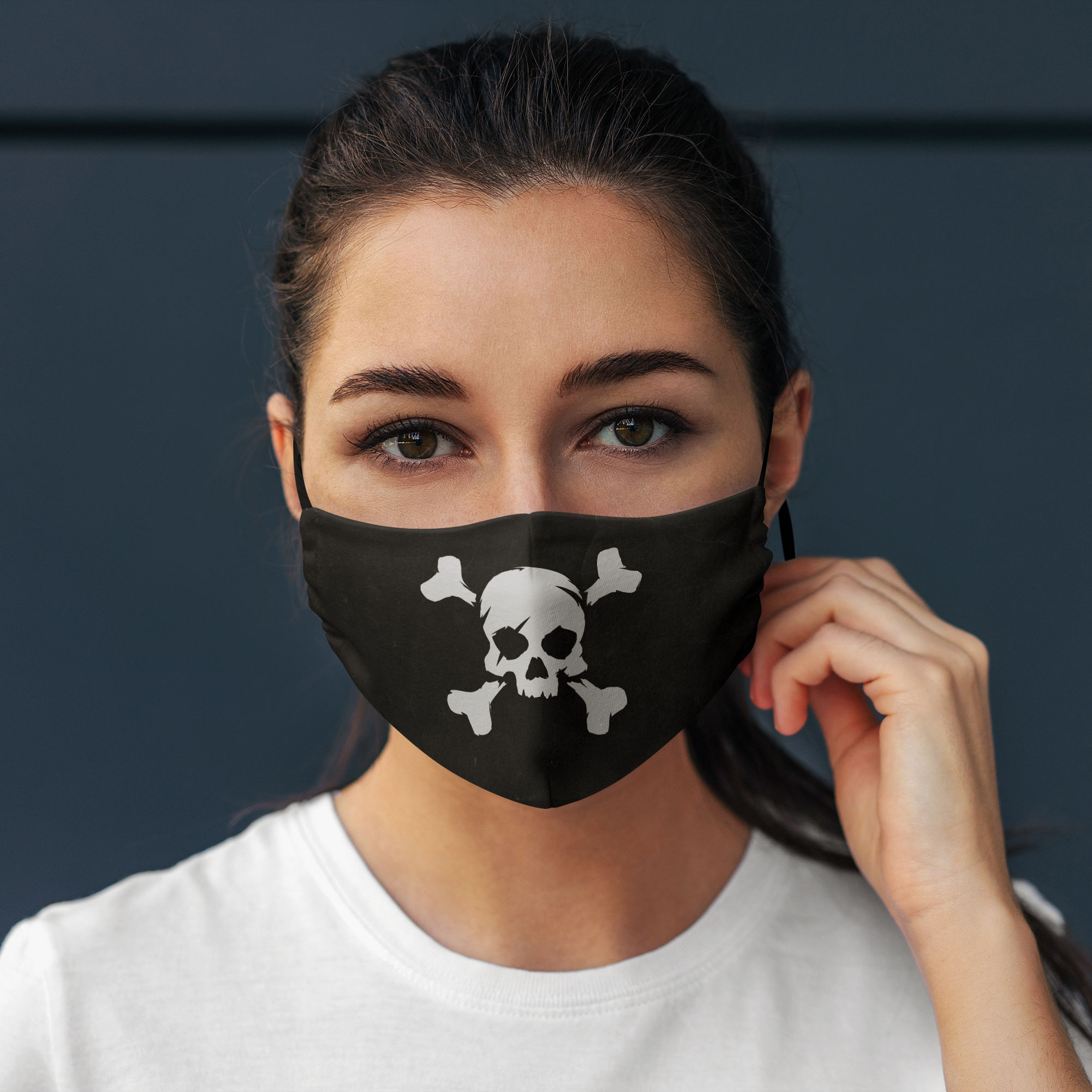 Stoffen masker doodshoofd piraat