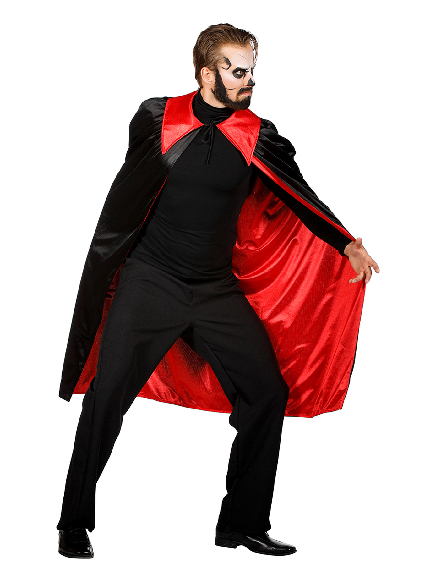 Schwarz-rotes Vampircape für Erwachsene