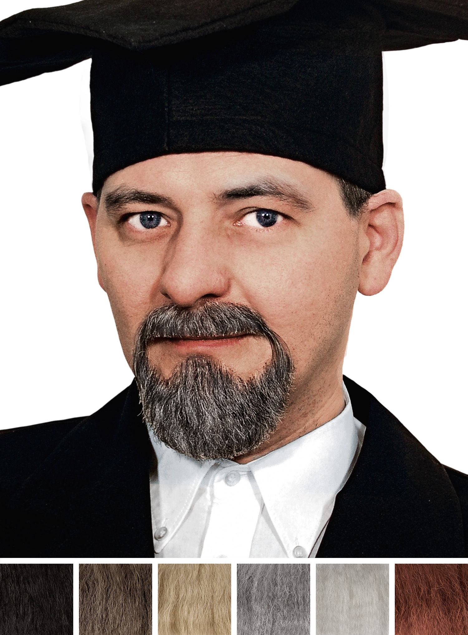 Bartset Professor mit Kinnbart und Schnurrbart