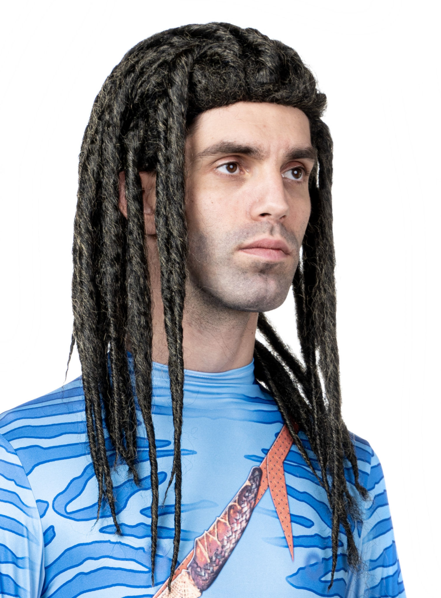 Blauwe stammenkrijer dreadlocks pruik