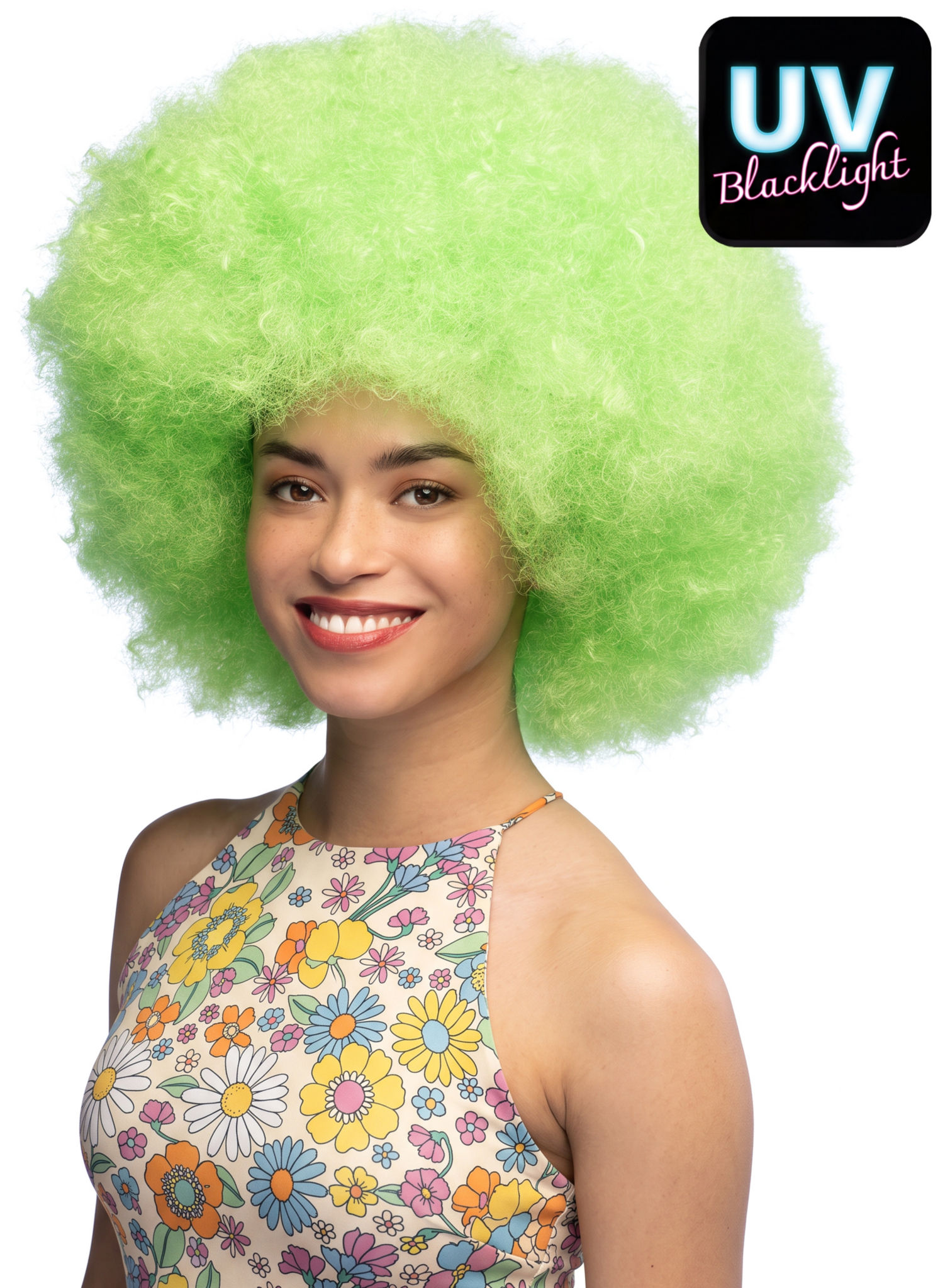 Suikerspin UV-pruik neongroen