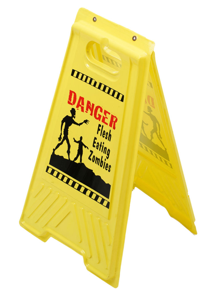 "Danger" Zombie Warnschild Halloweendeko