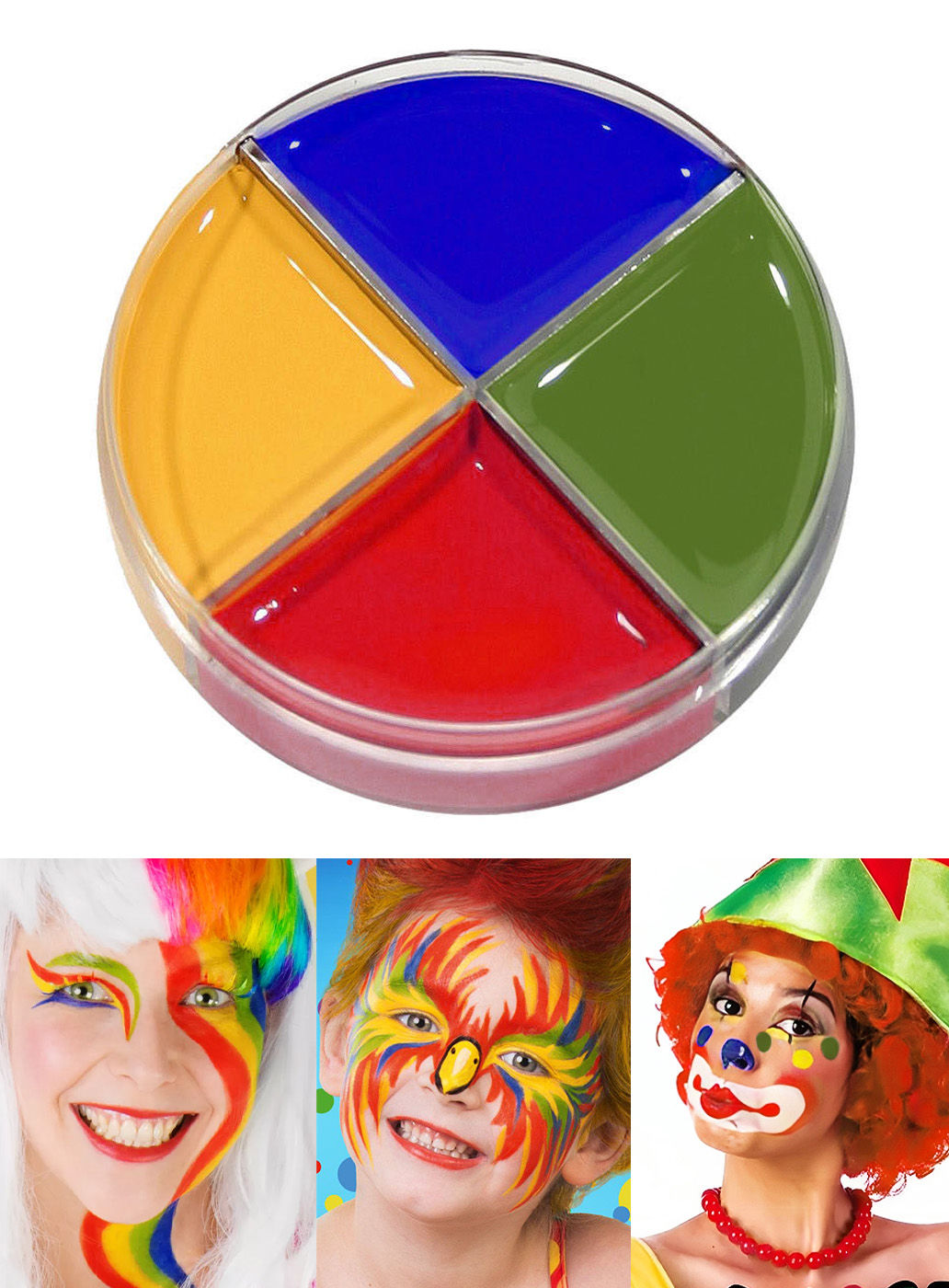 Creme Schminke rot-blau-gelb-grün Fasching Make-up 15ml