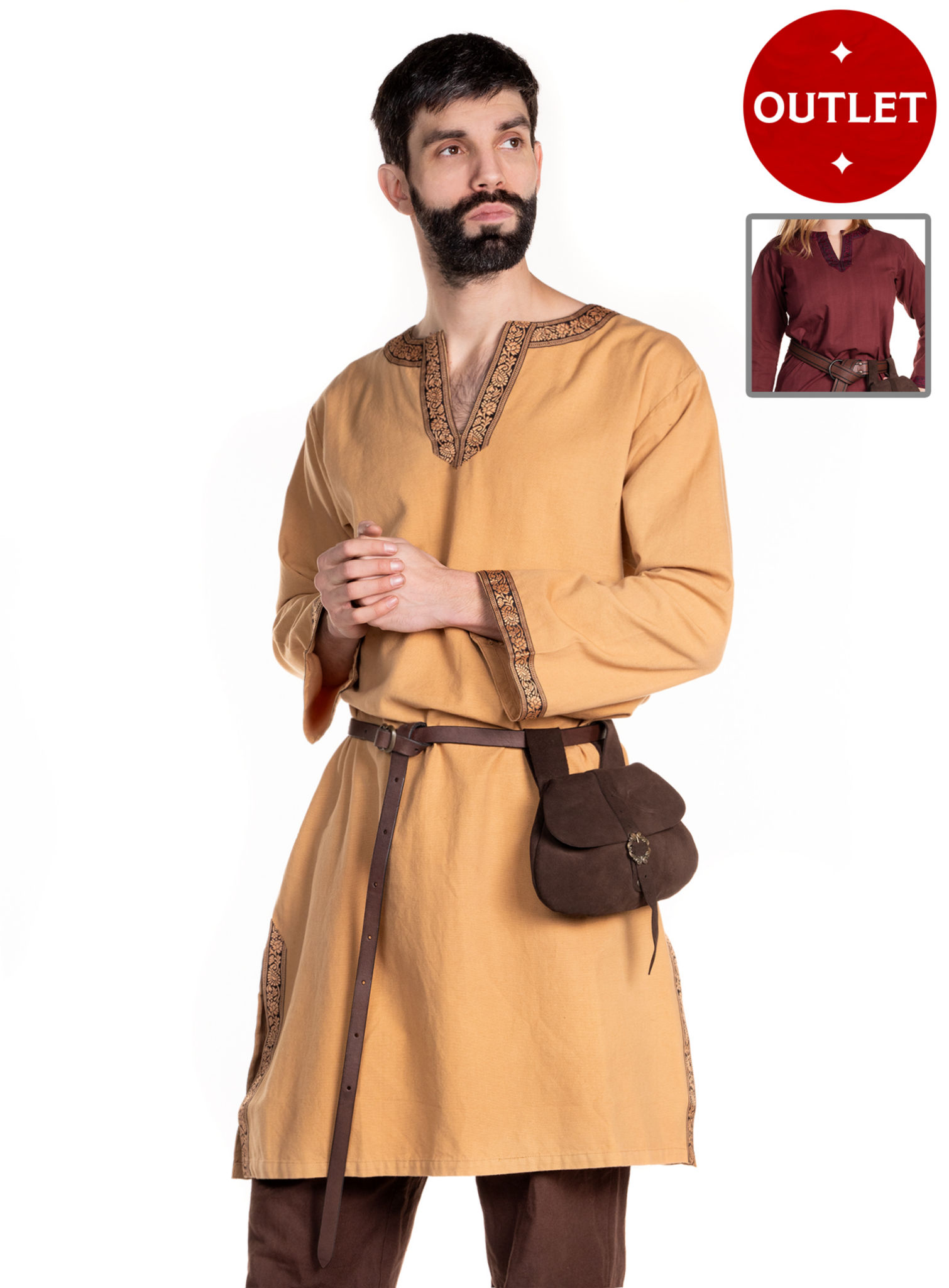 Mittelalter Tunika mit Borte - Roderic