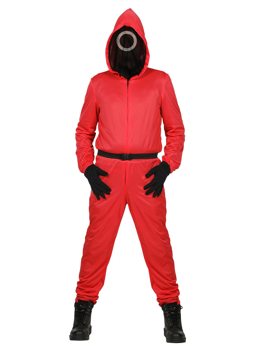 Squid Game Aufseher Overall mit integrierter Maske für Kinder