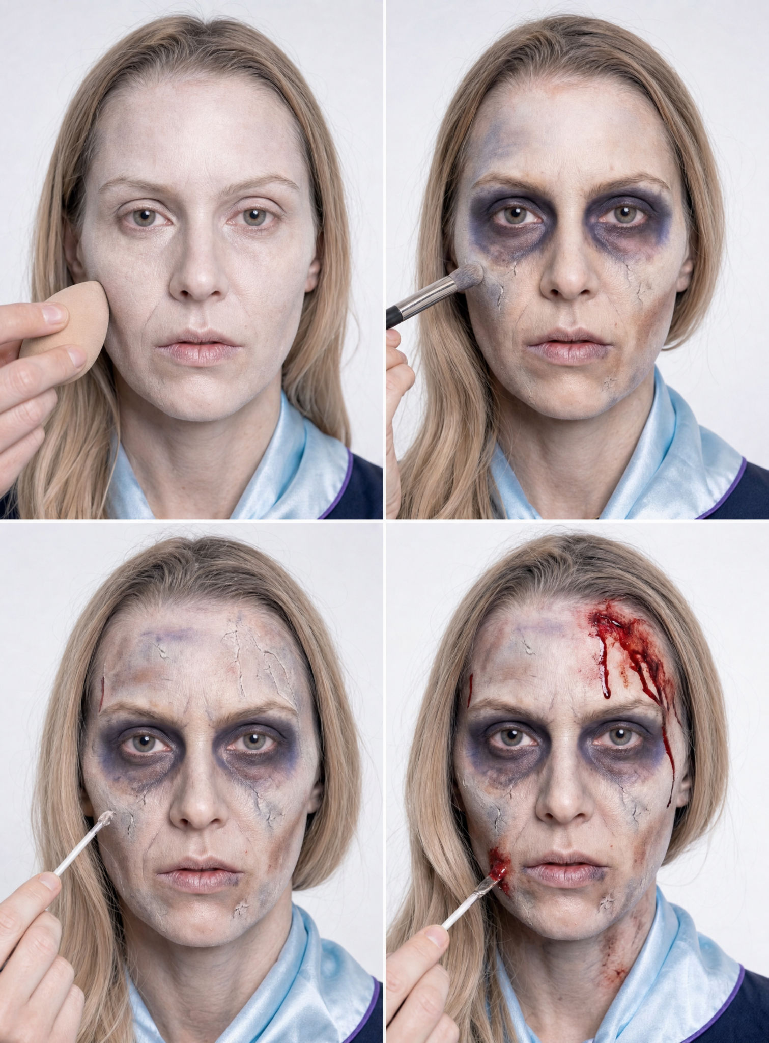 Zombie Stewardess Kostüm mit Make-up