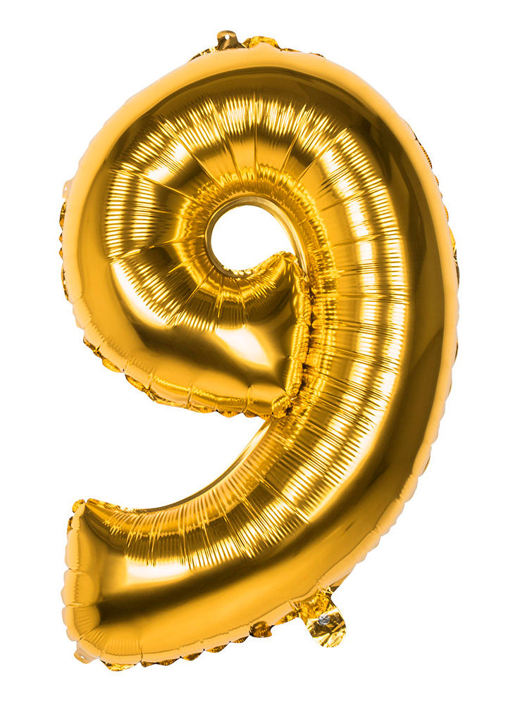 Folieballon cijfer 9 goud 86 cm