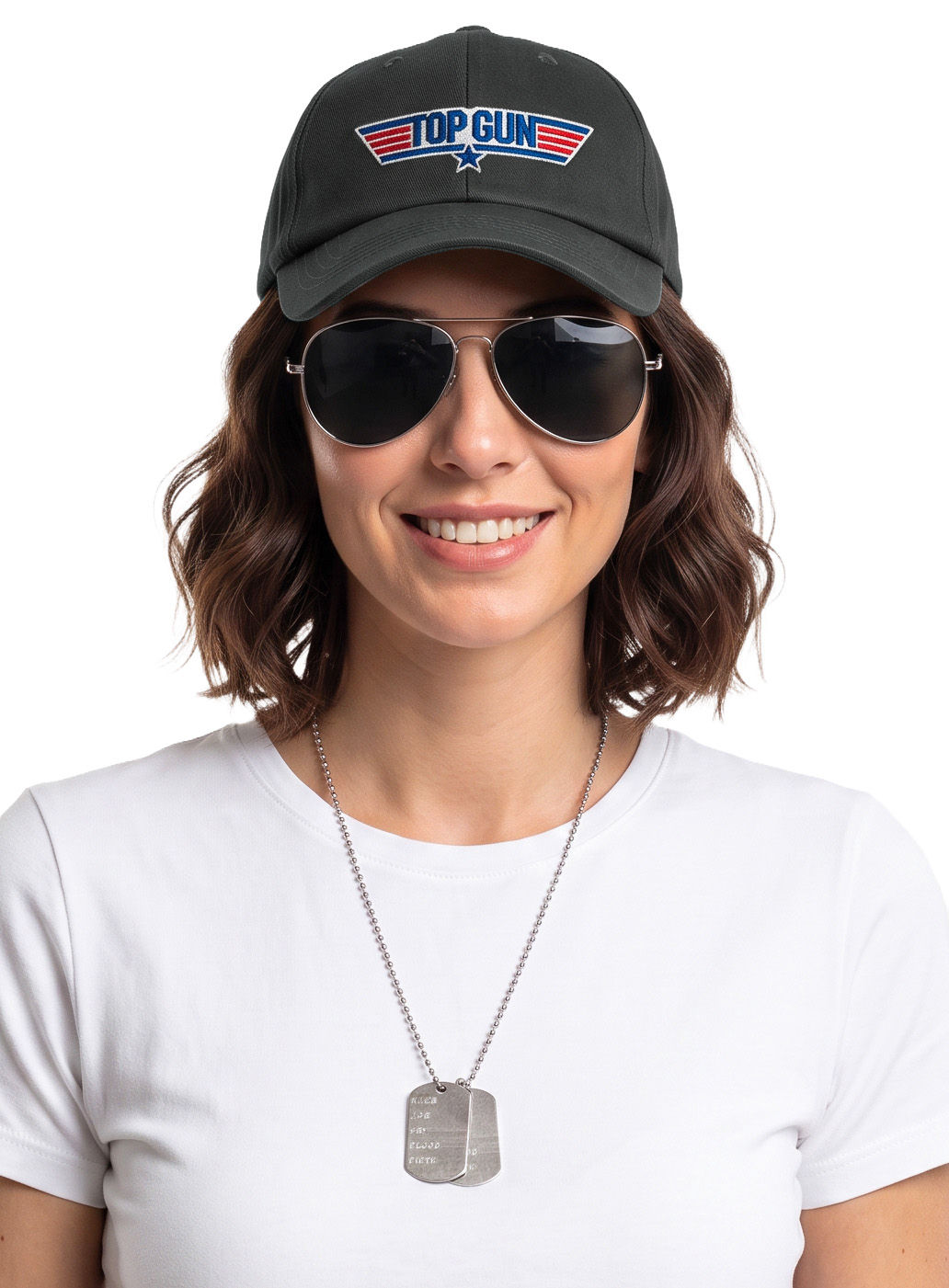 Top Gun Accessoire-Set mit Mütze, Fliegerbrille & Dog Tag