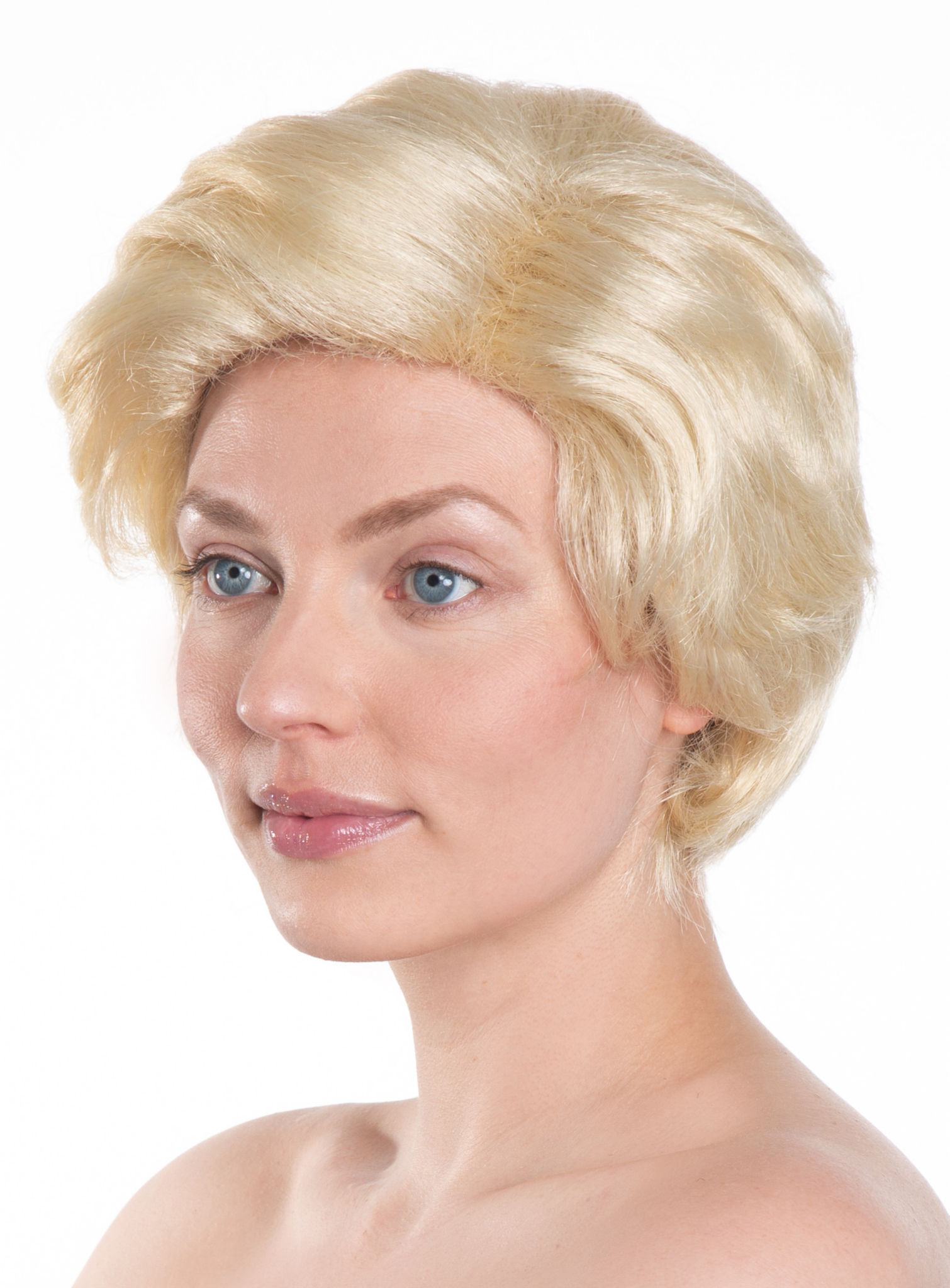 Blonde Kurzhaarperücke mit Seitenscheitel