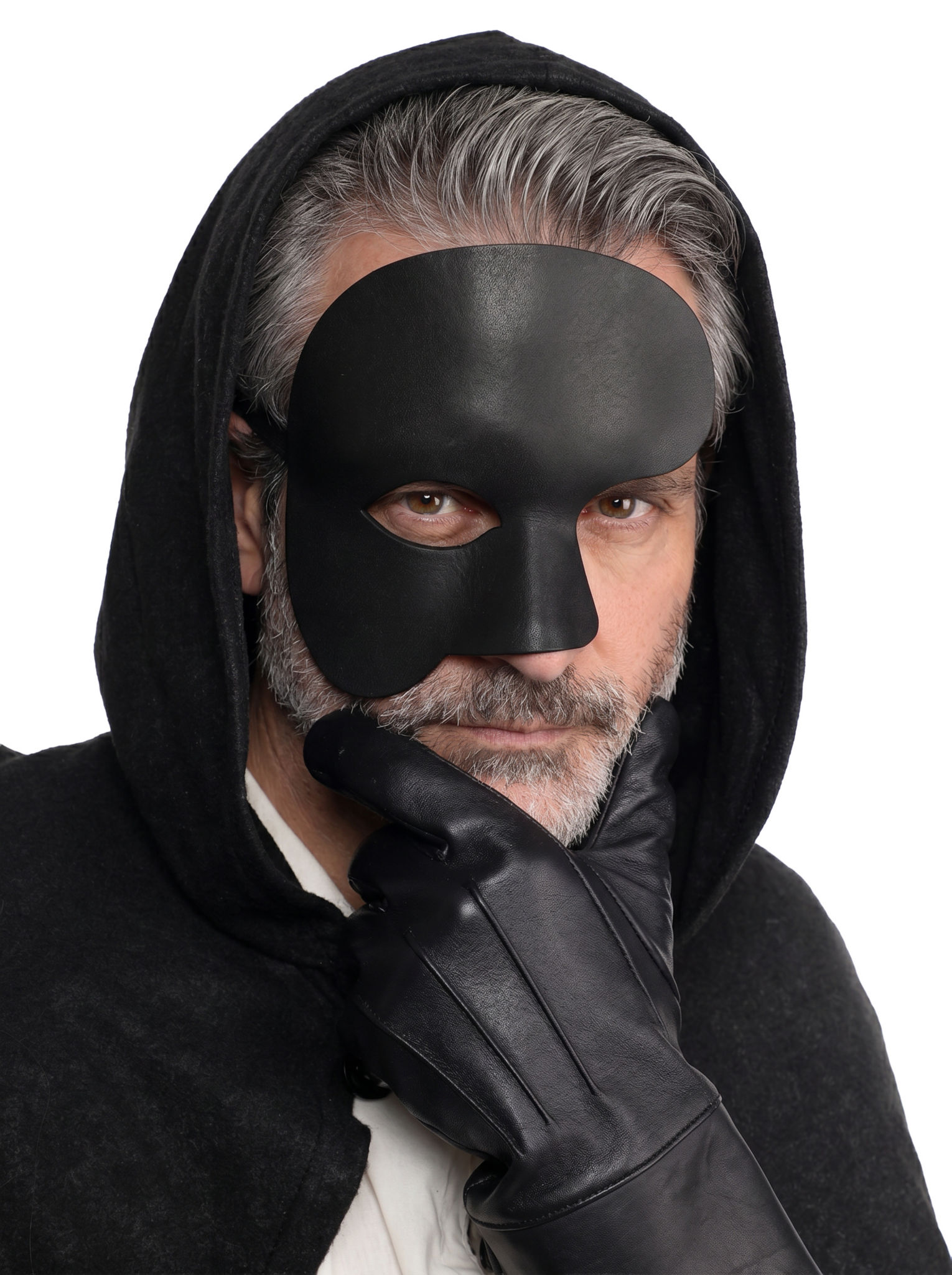 Phantom schwarz Venezianische Ledermaske
