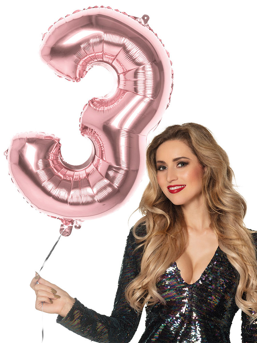 Folienballon Zahl 3 rosegold 86 cm