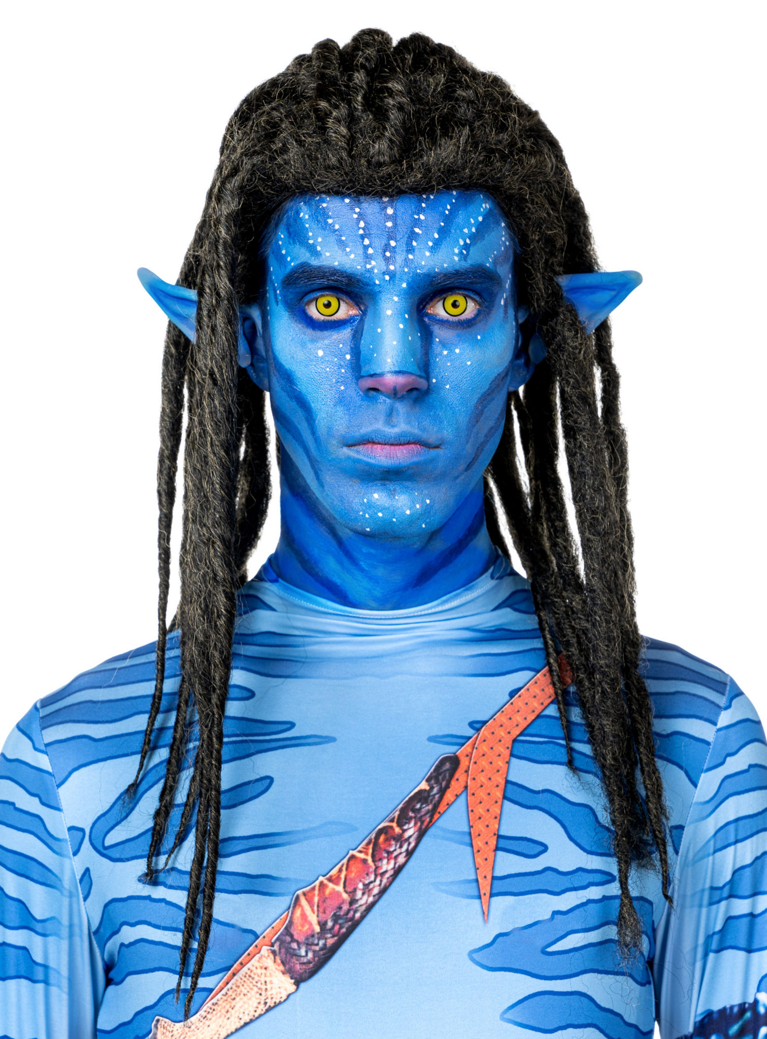 Blauwe stammenkrijer dreadlocks pruik
