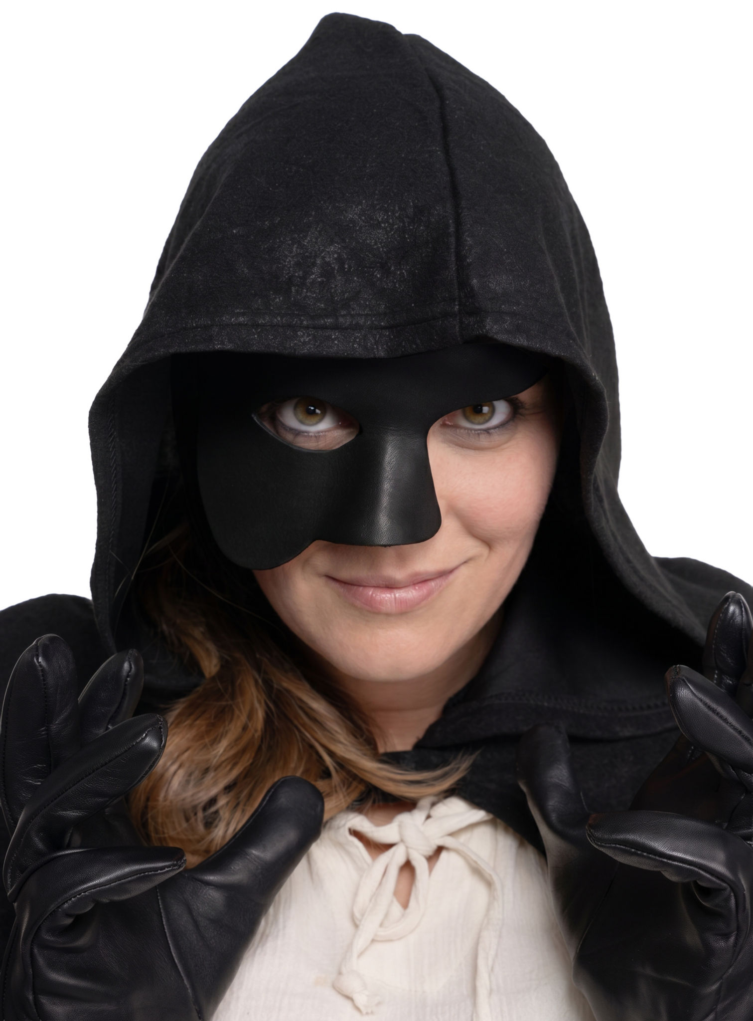 Phantom schwarz Venezianische Ledermaske