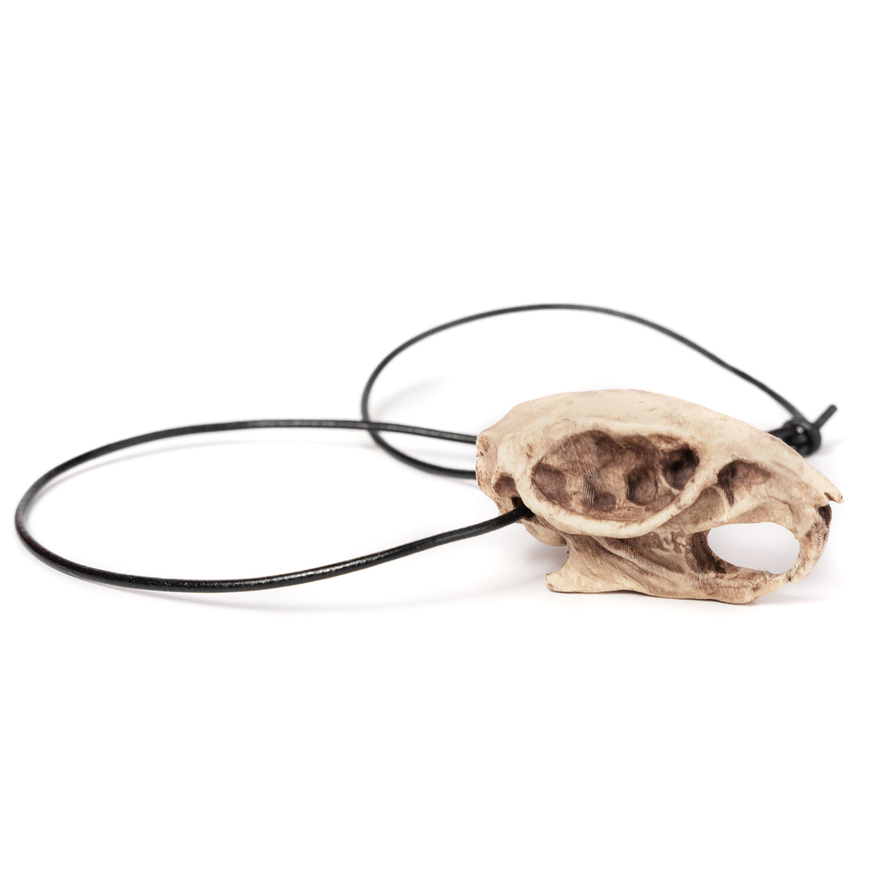 3D Druck Rattenschädel Anhänger mit Lederband (7cm)