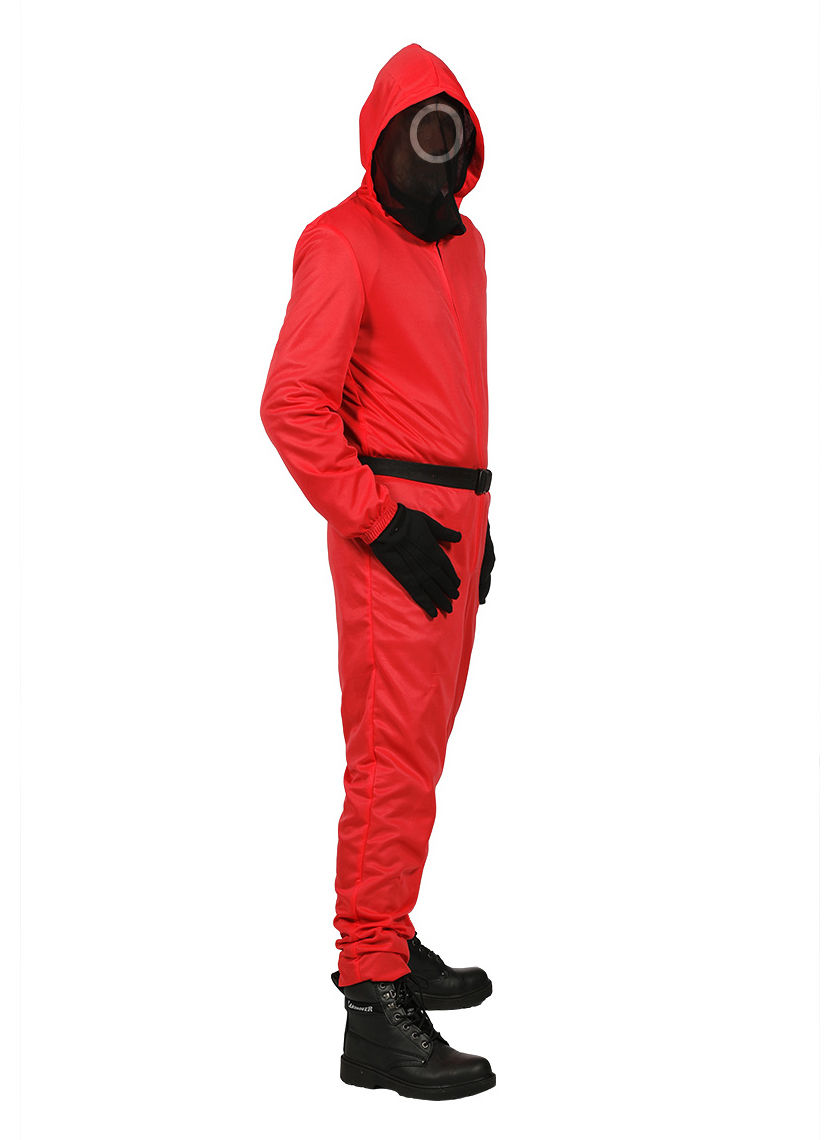 Squid Game Aufseher Overall mit integrierter Maske für Kinder