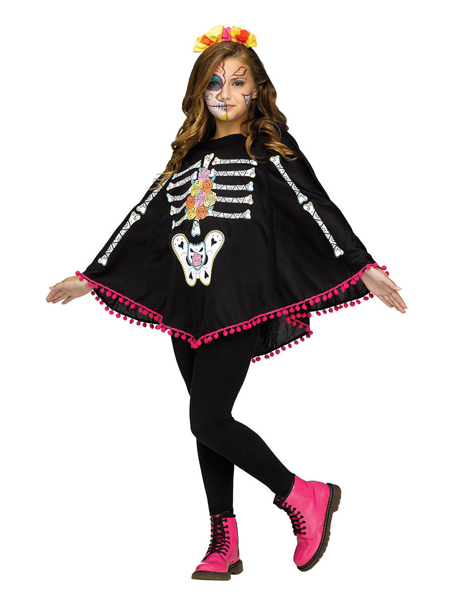 Dia de los Muertos Poncho für Kinder