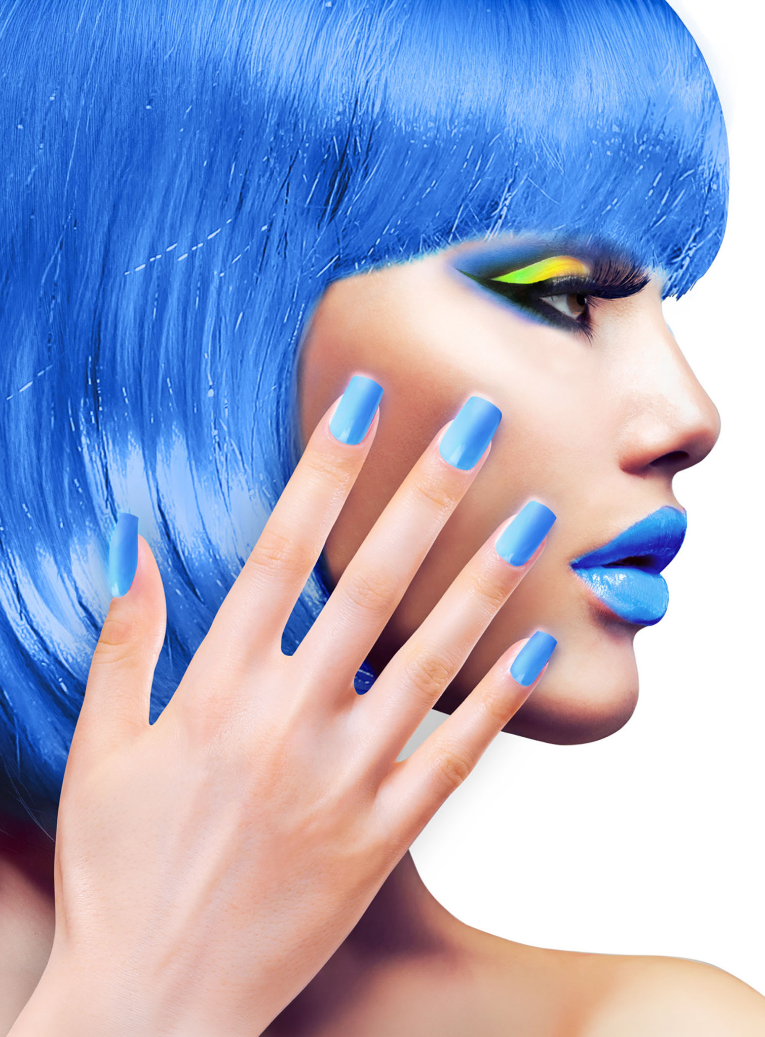Ombre Fingernägel neonblau