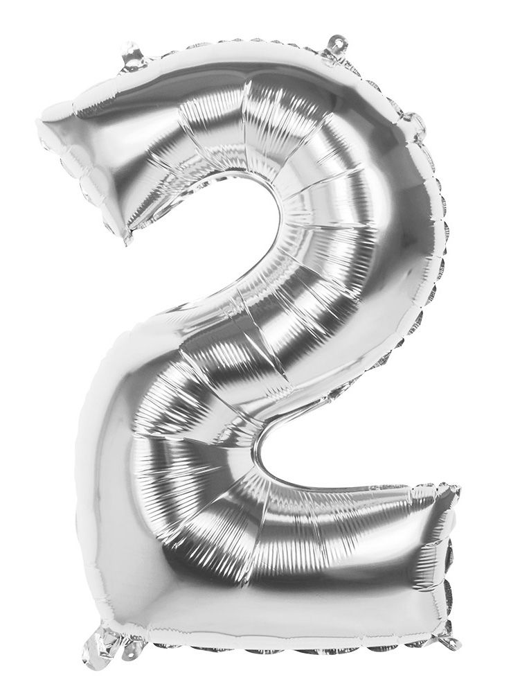 Folienballon Zahl 2 silber 86 cm