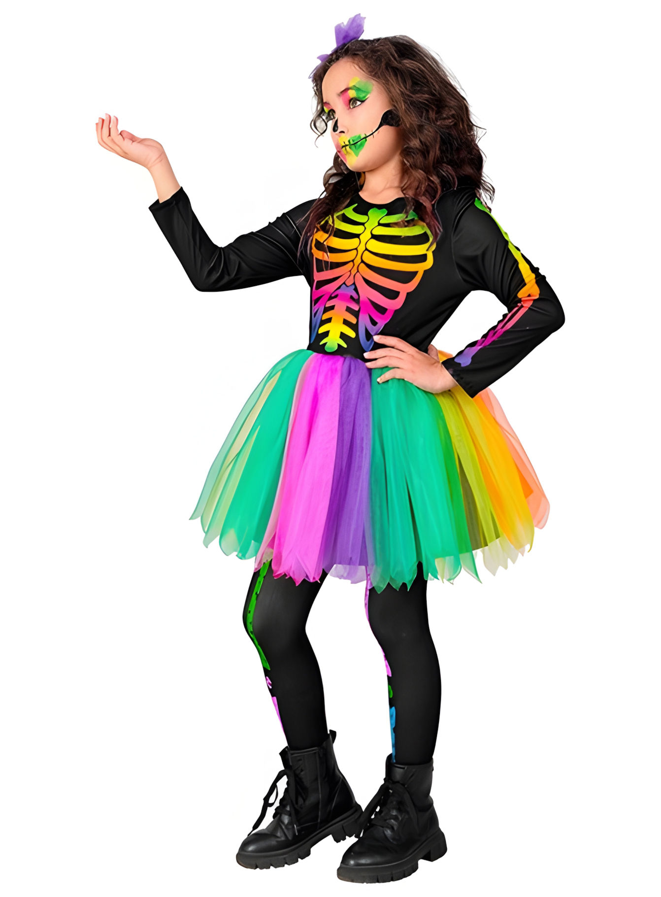 Skelett Regenbogen Kostüm für Kinder