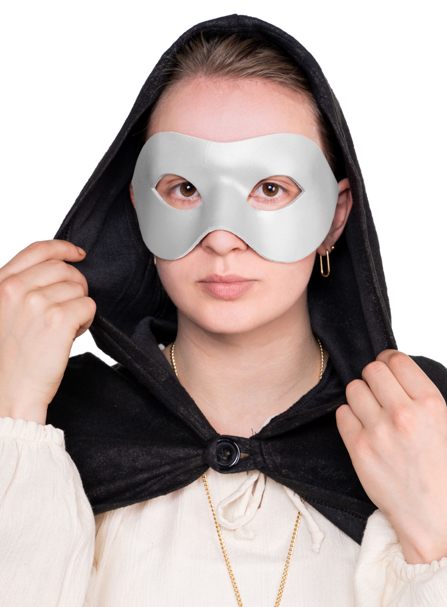Colombina Liscia weiß Venezianische Ledermaske