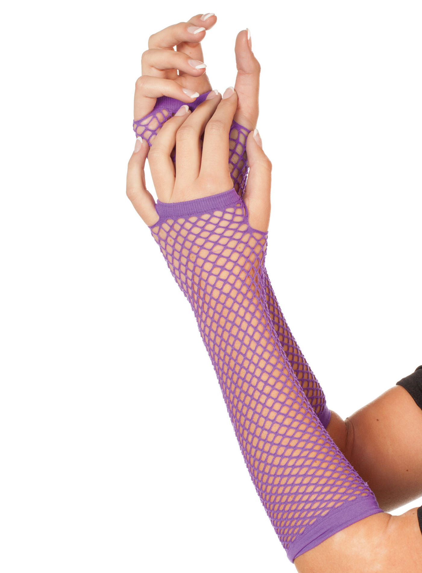 Fingerlose Netzhandschuhe lila