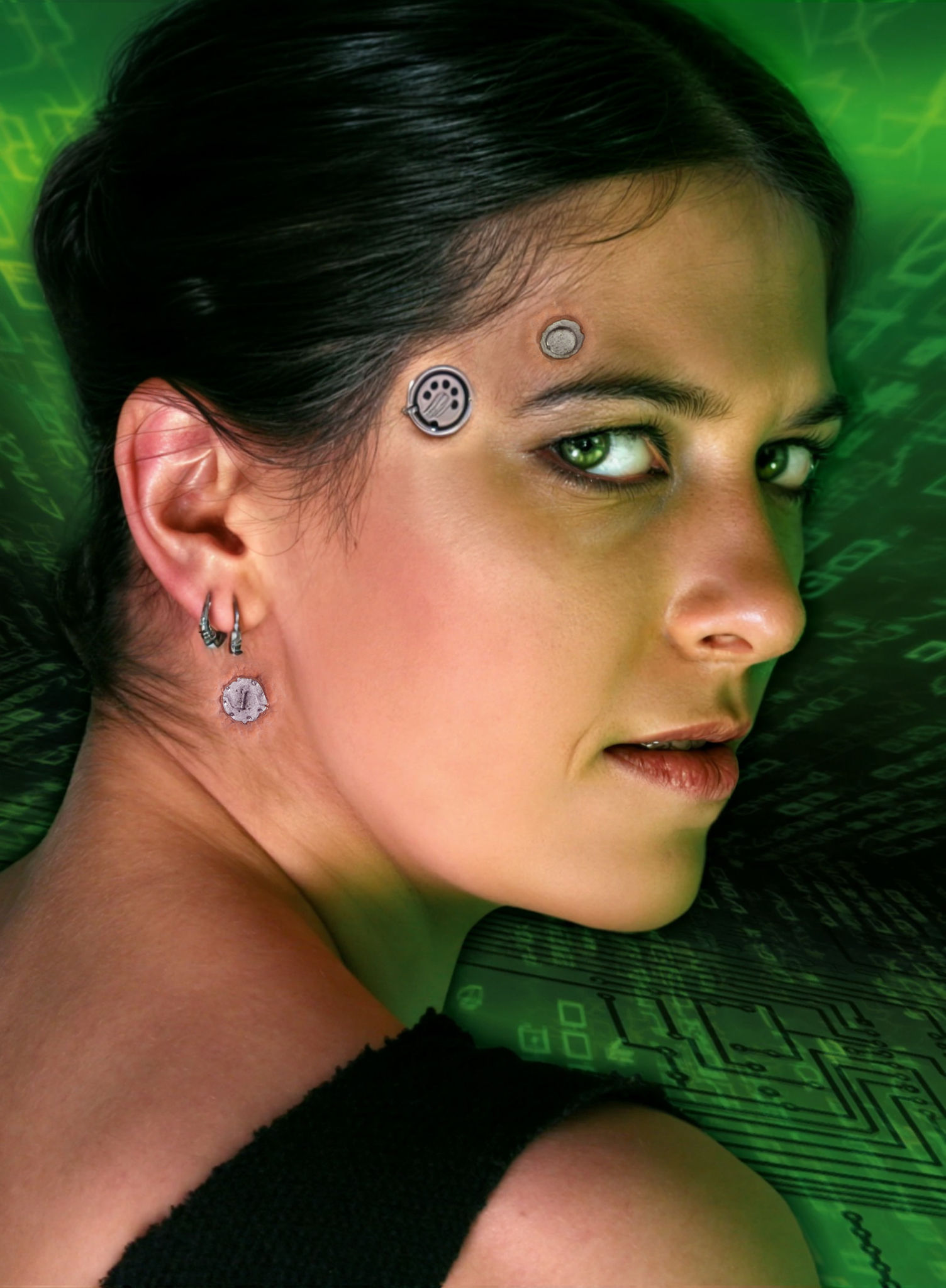 Cyberpunk Datenbuchsen Latexapplikation